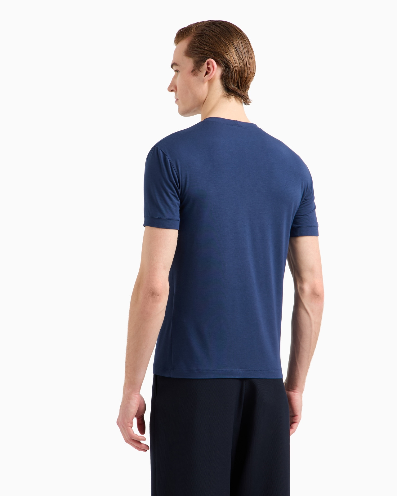 CREW-NECK LONG-SLEEVED T-SHIRT IN STRETCH VISCOSE JERSEY - 3
