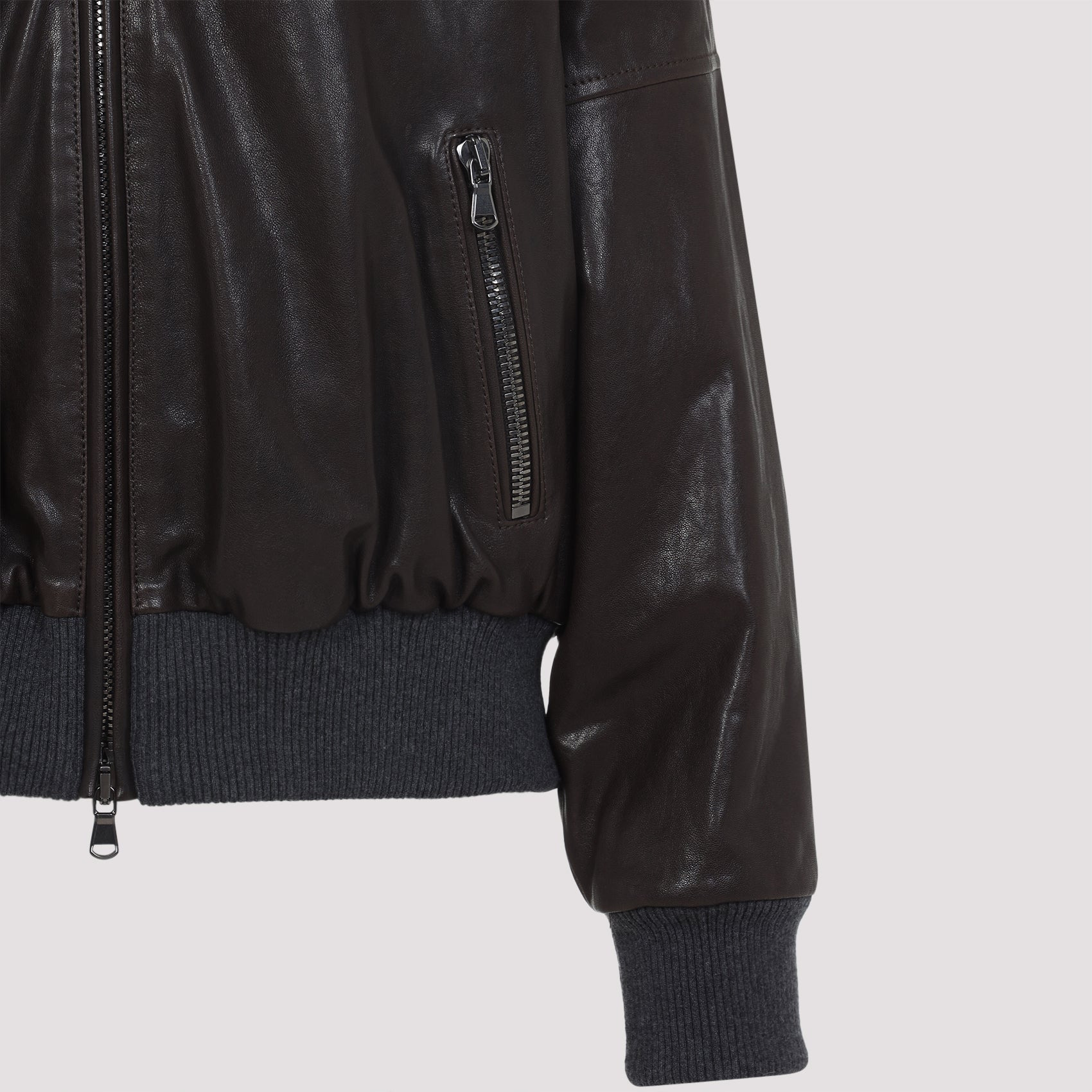 Brunello Cucinelli Shearling Collar Leather Jacket Women - 3