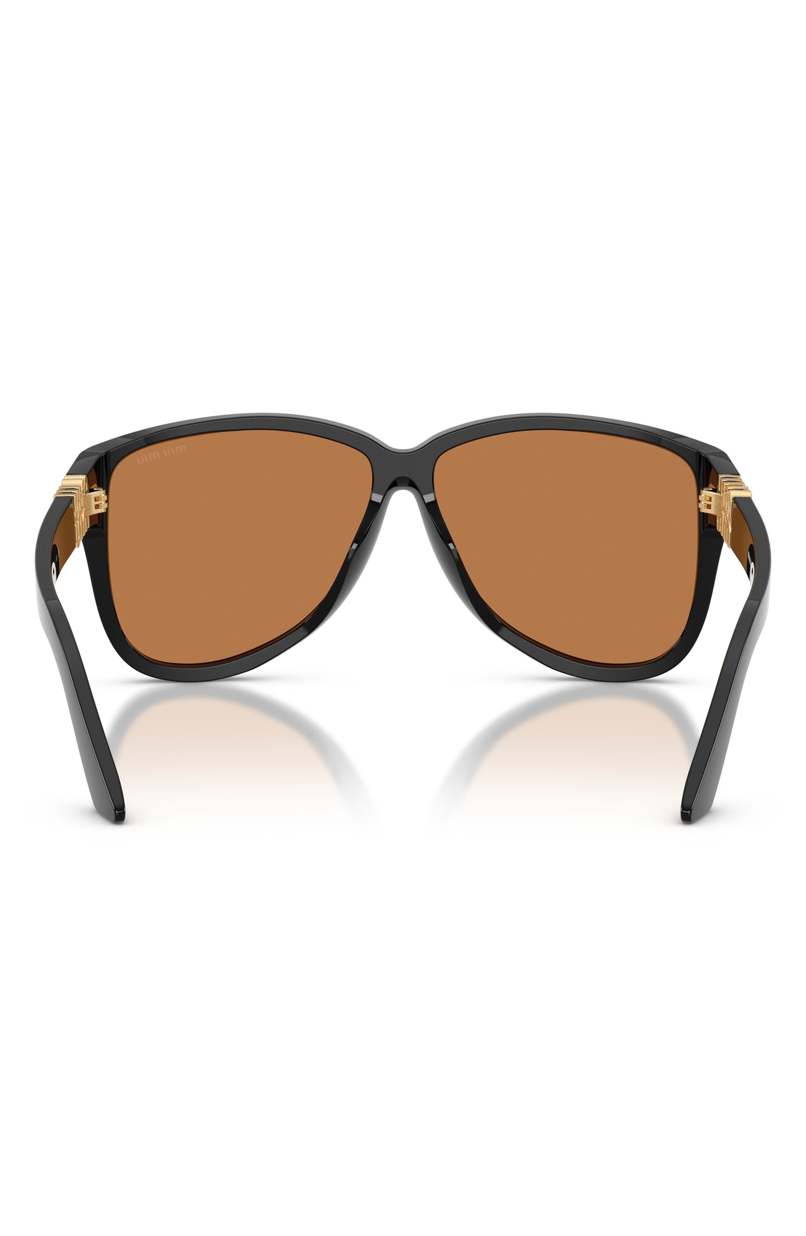 Miu Miu 61mm Pilot Sunglasses in Black/Brown at Nordstrom - 4