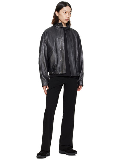 Wooyoungmi Black Zip Leather Jacket outlook
