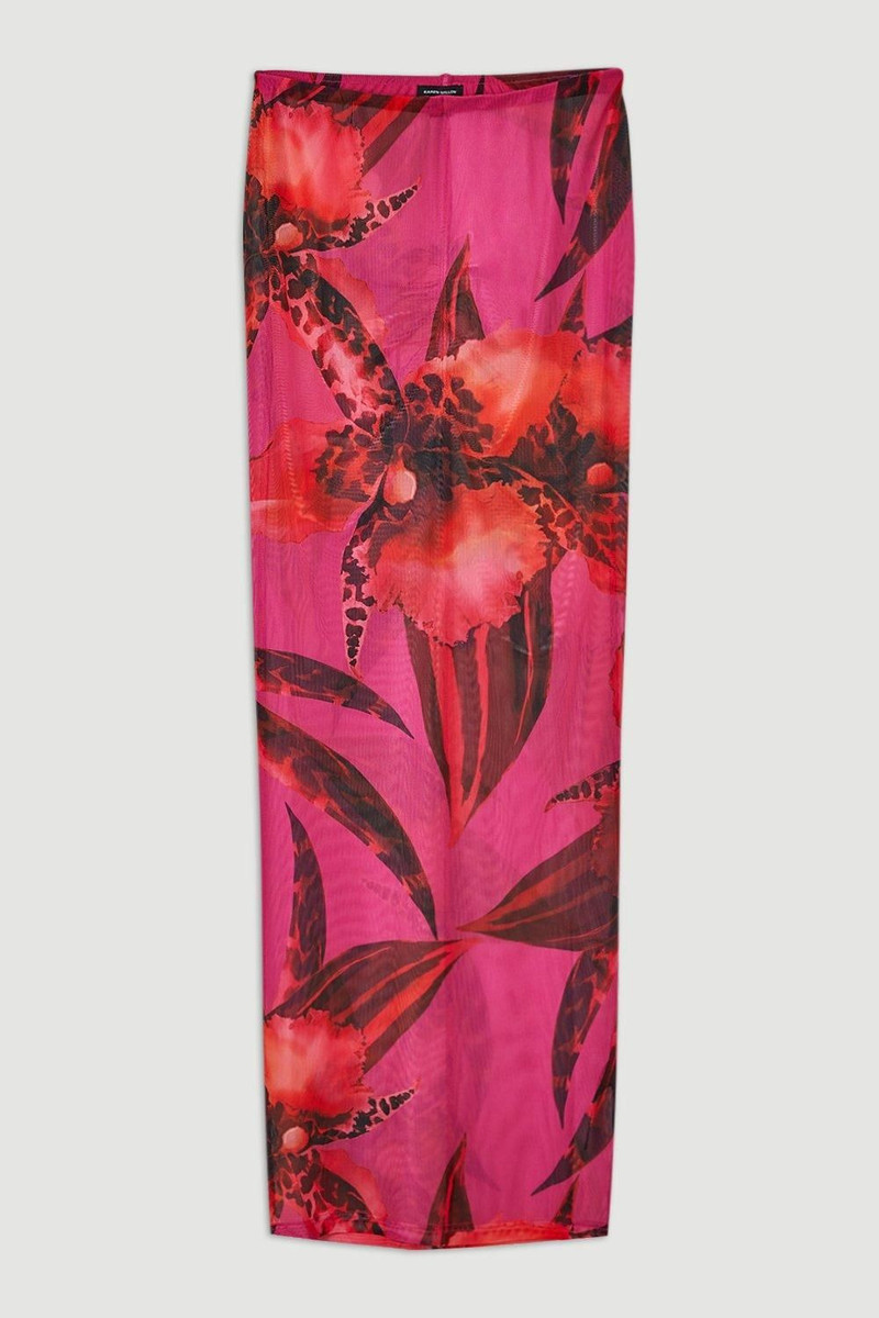 Abstract Floral Print Beach Maxi Skirt 4