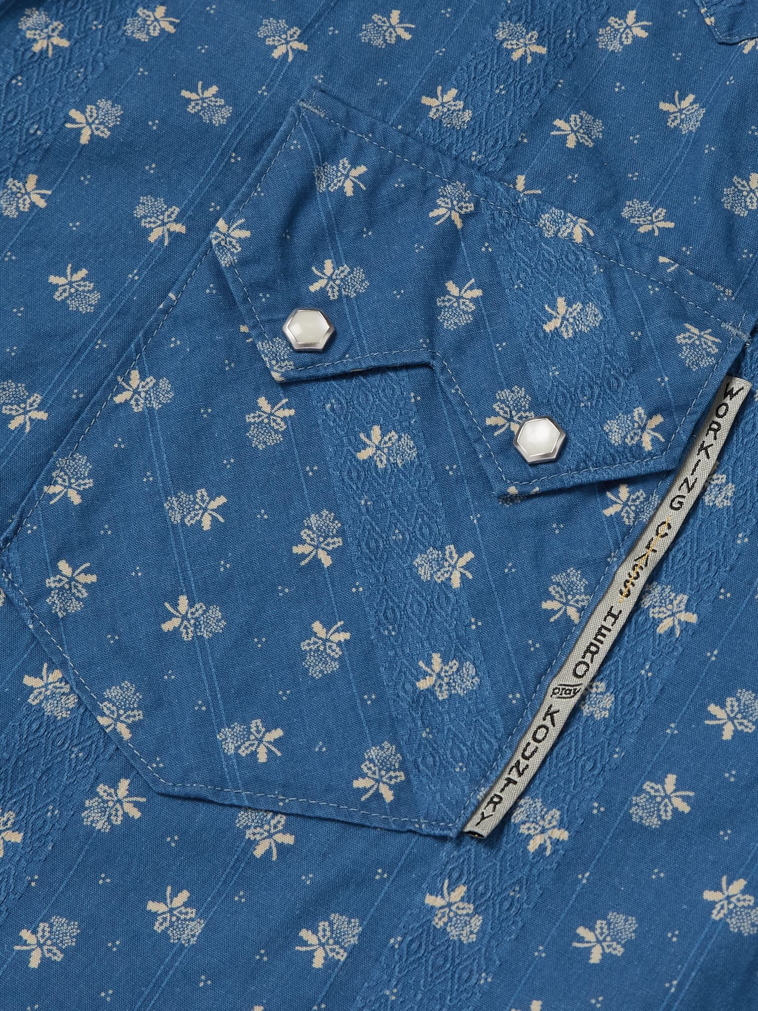 Camp-Collar Cotton-Dobby Shirt Blue - 6