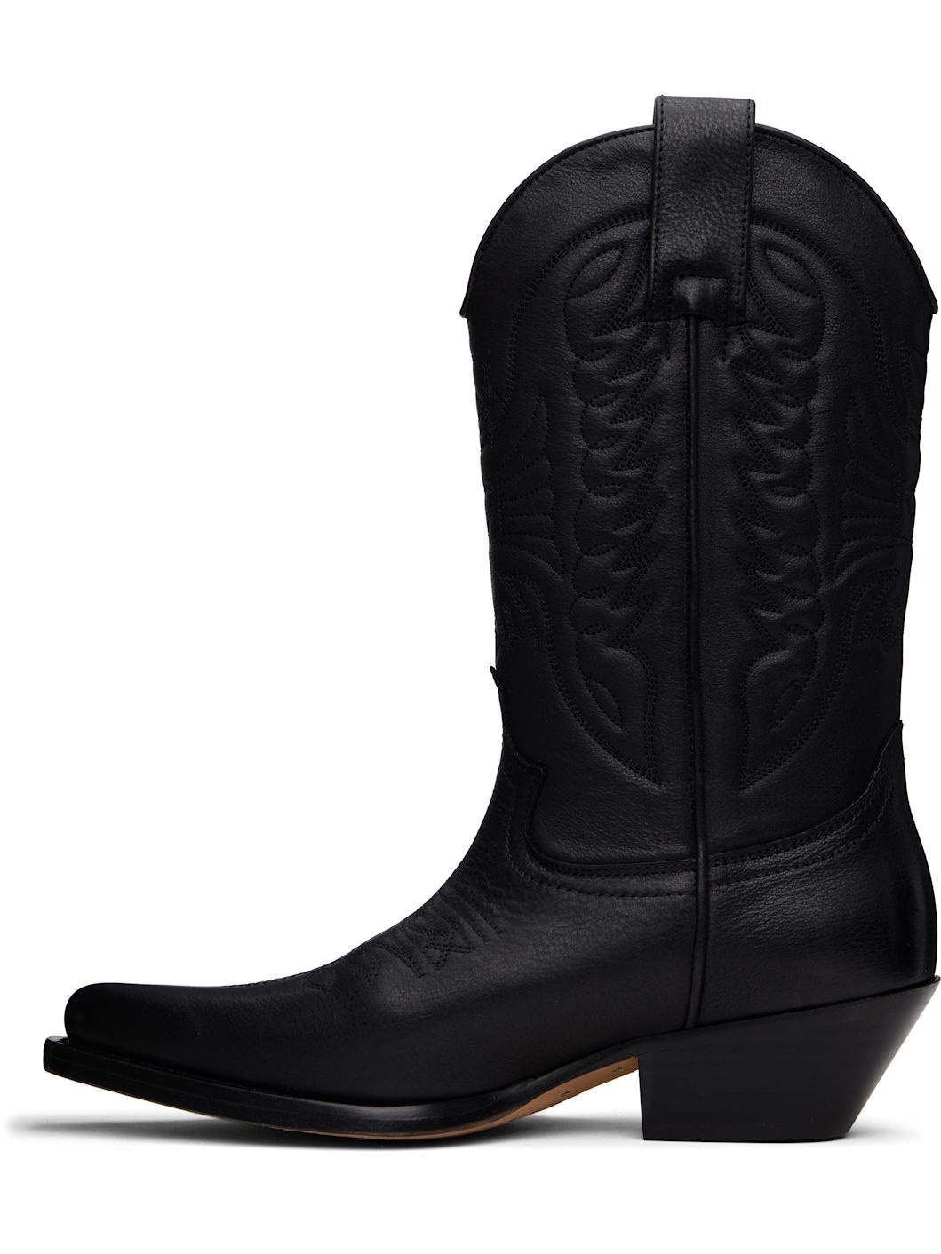 Black Embroidered Cowboy Boots - 3