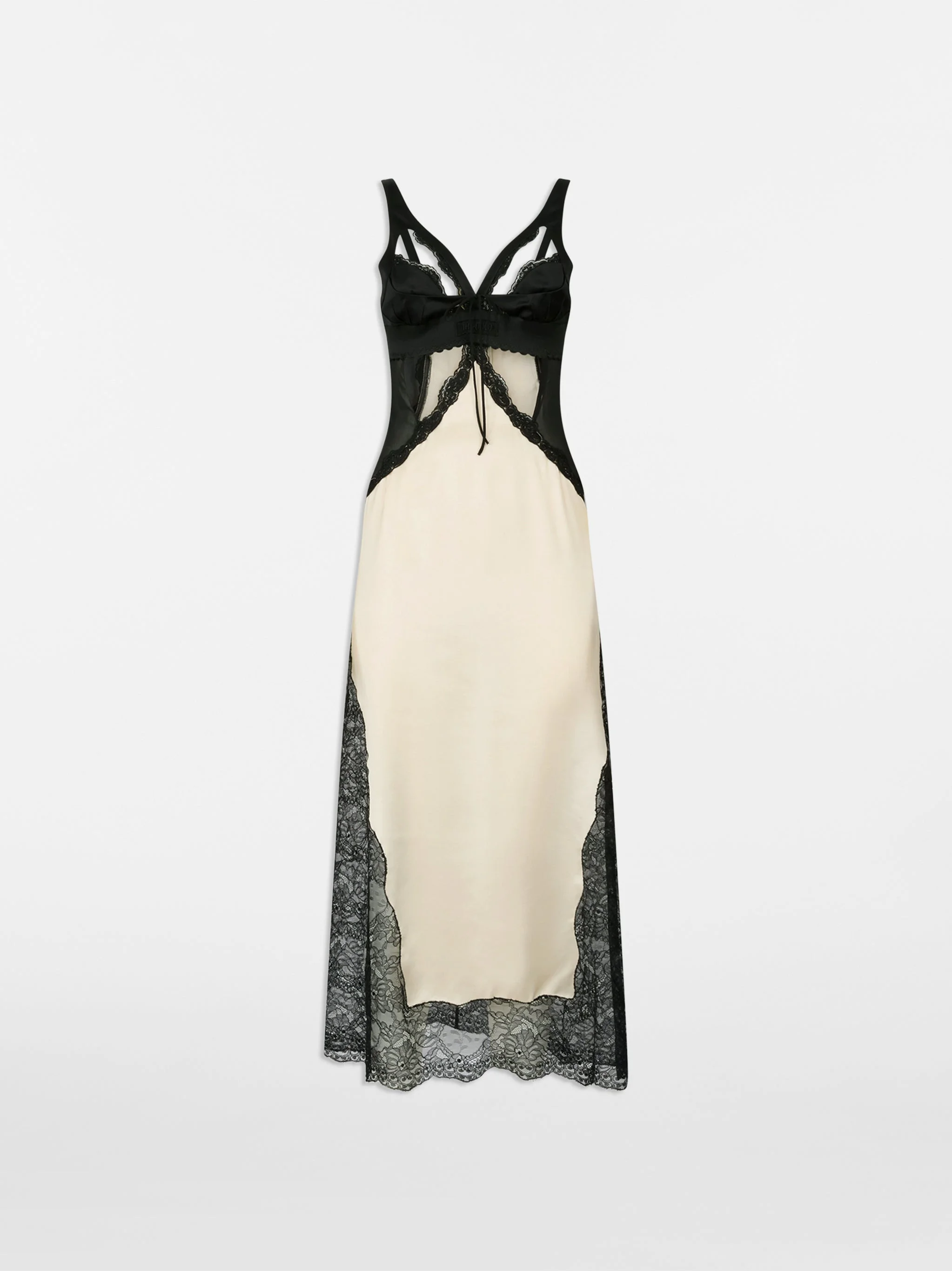 BLACK AND IVORY MIDI DRESS - 1