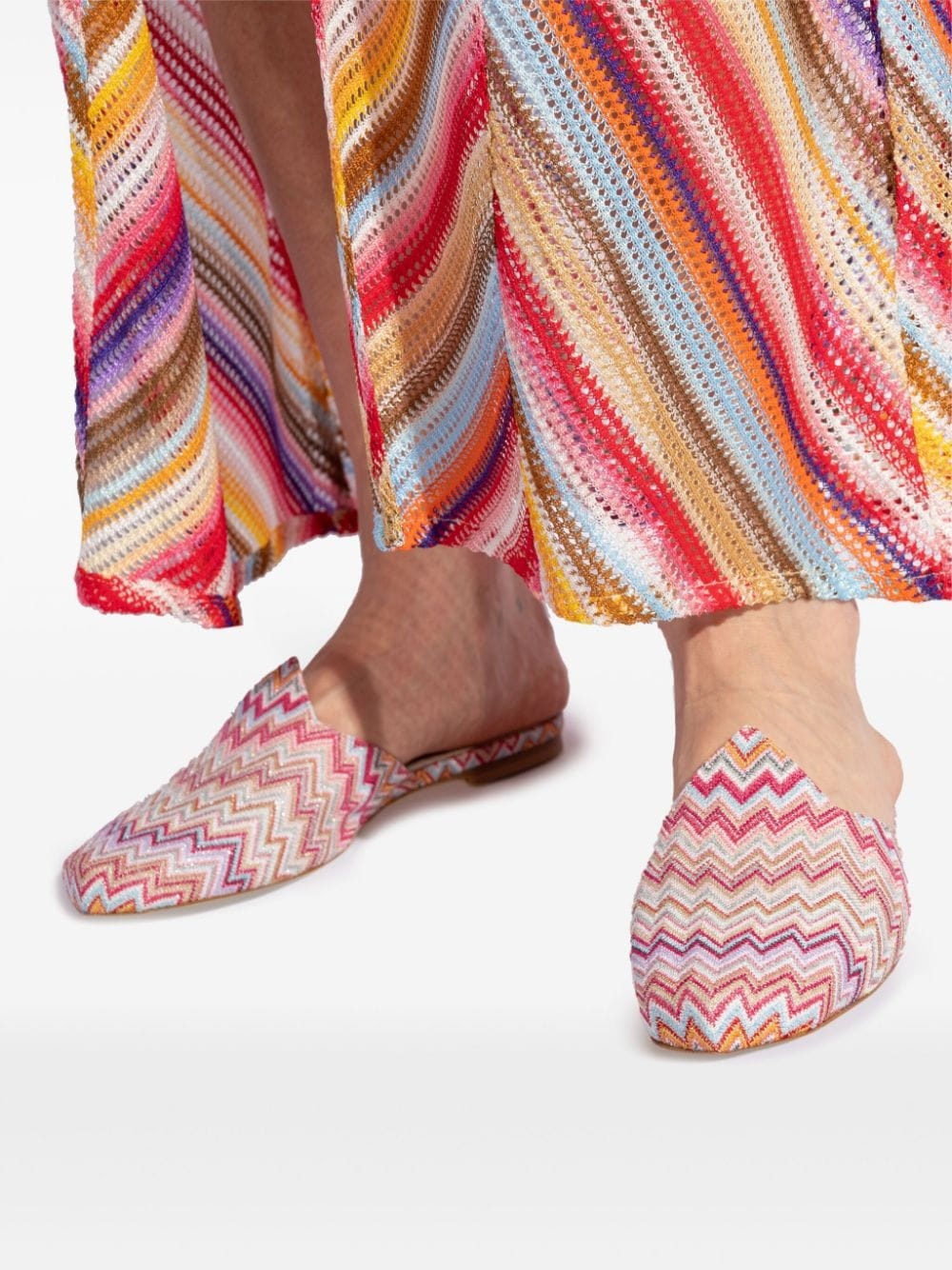 zigzag-woven flat mules - 5