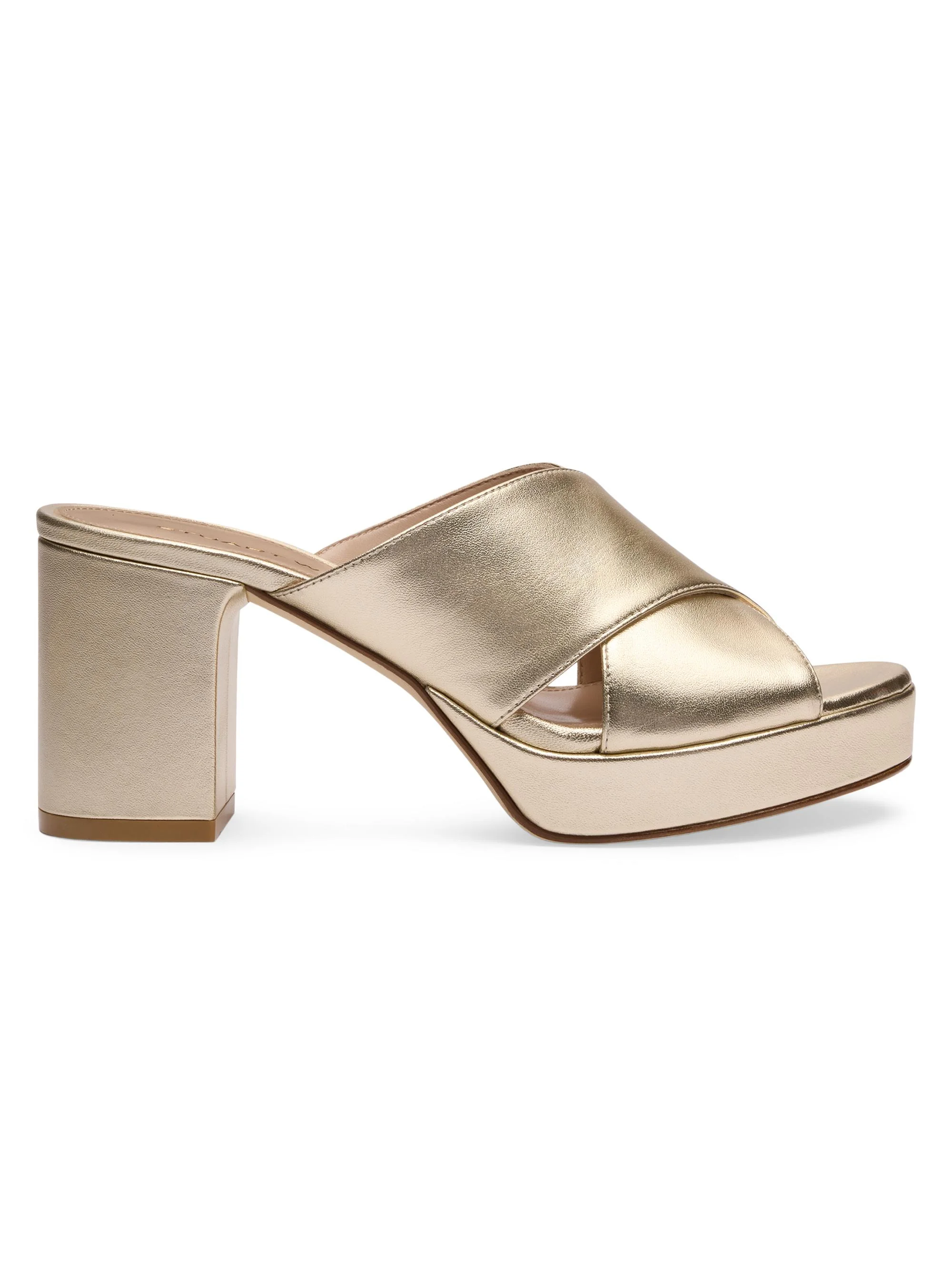 Women's Dayna 80MM Leather Platform Sandals - Light Gold - 1