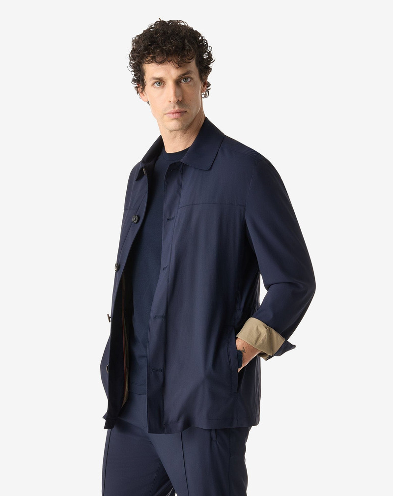 CORNELIANI Blue stretch technical wool field jacket outlook
