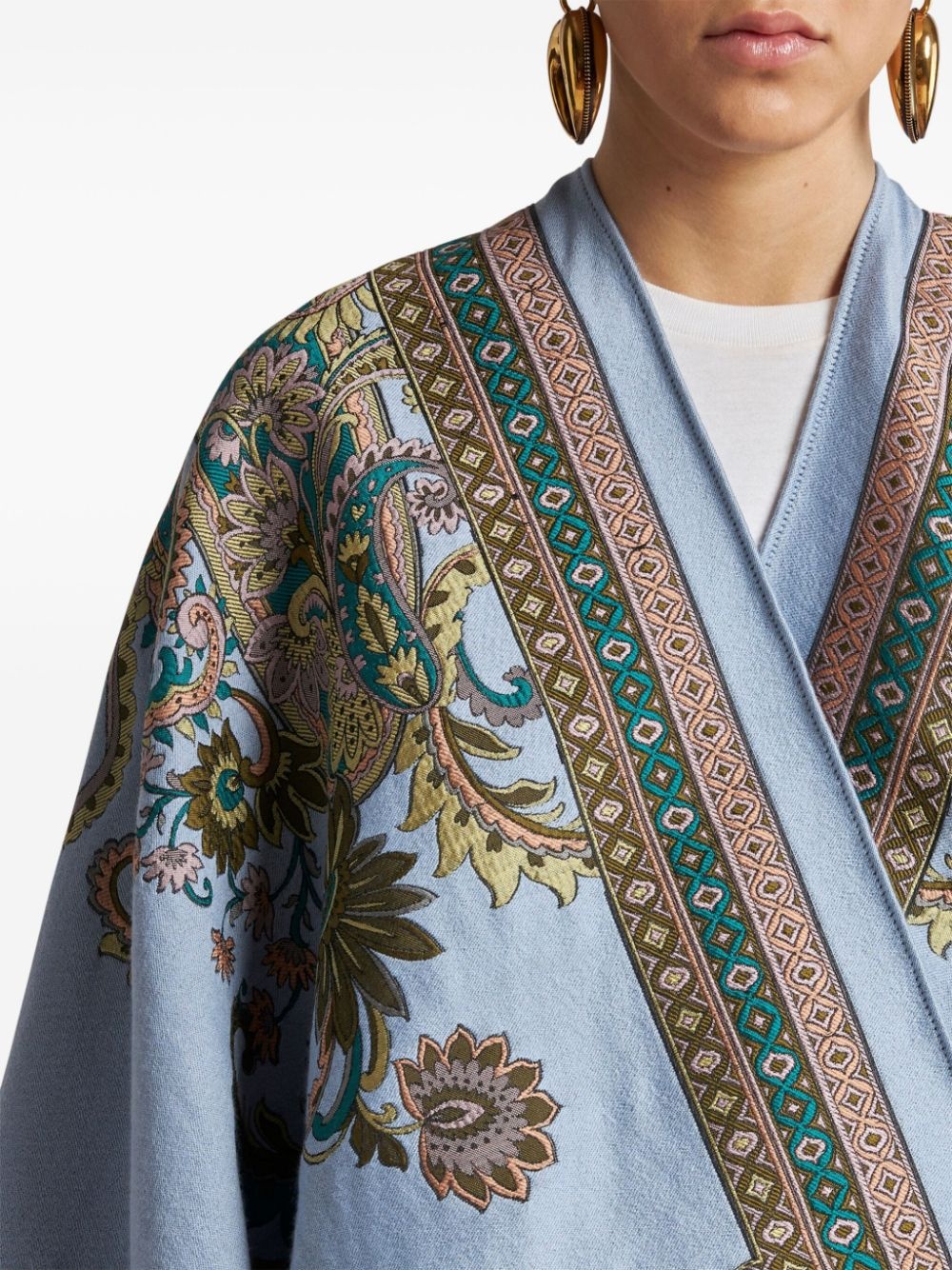 paisley-jacquard cape - 4