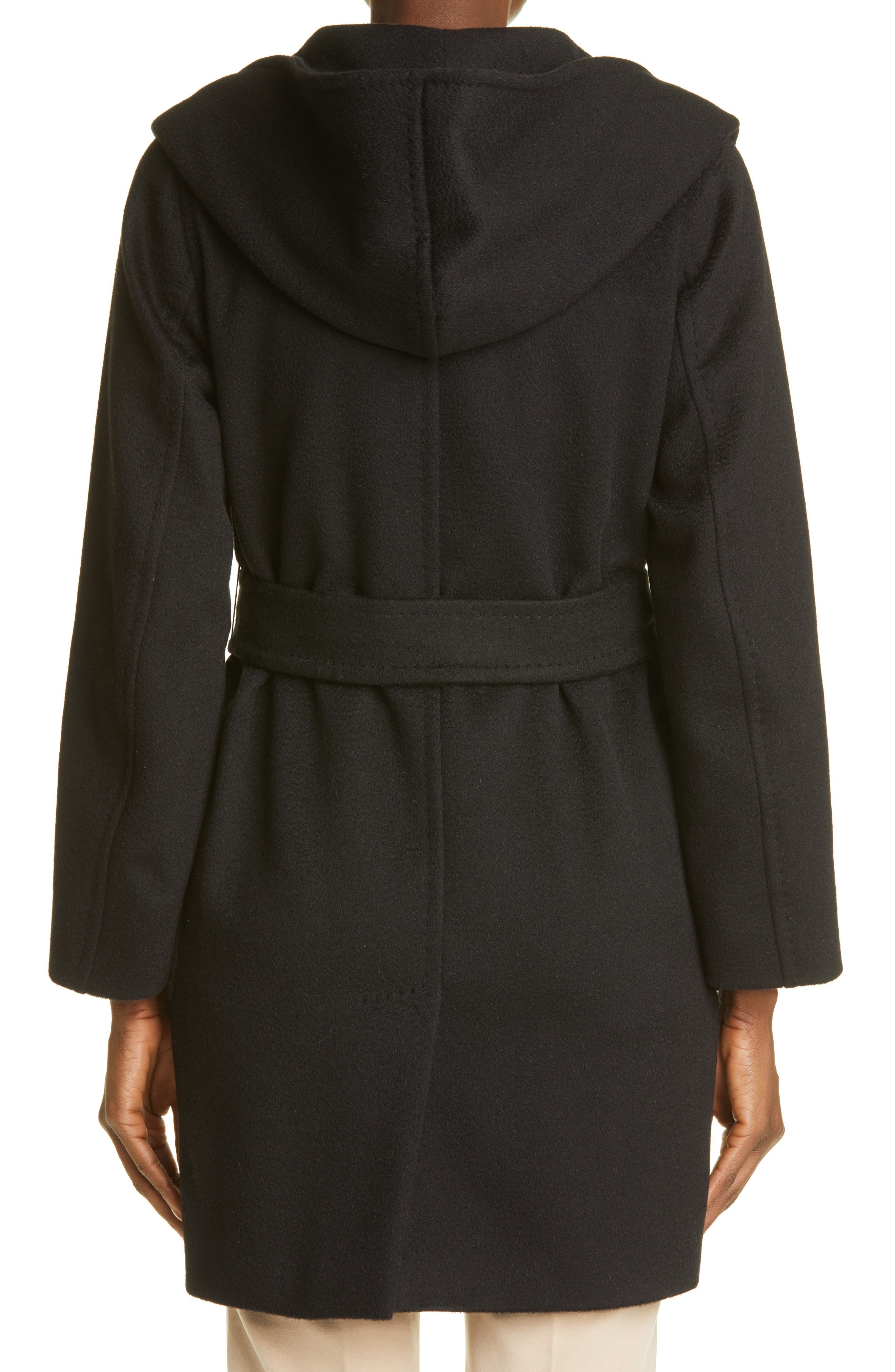 Max Mara Rialto Hooded Camel Hair Coat in Black at Nordstrom - 2