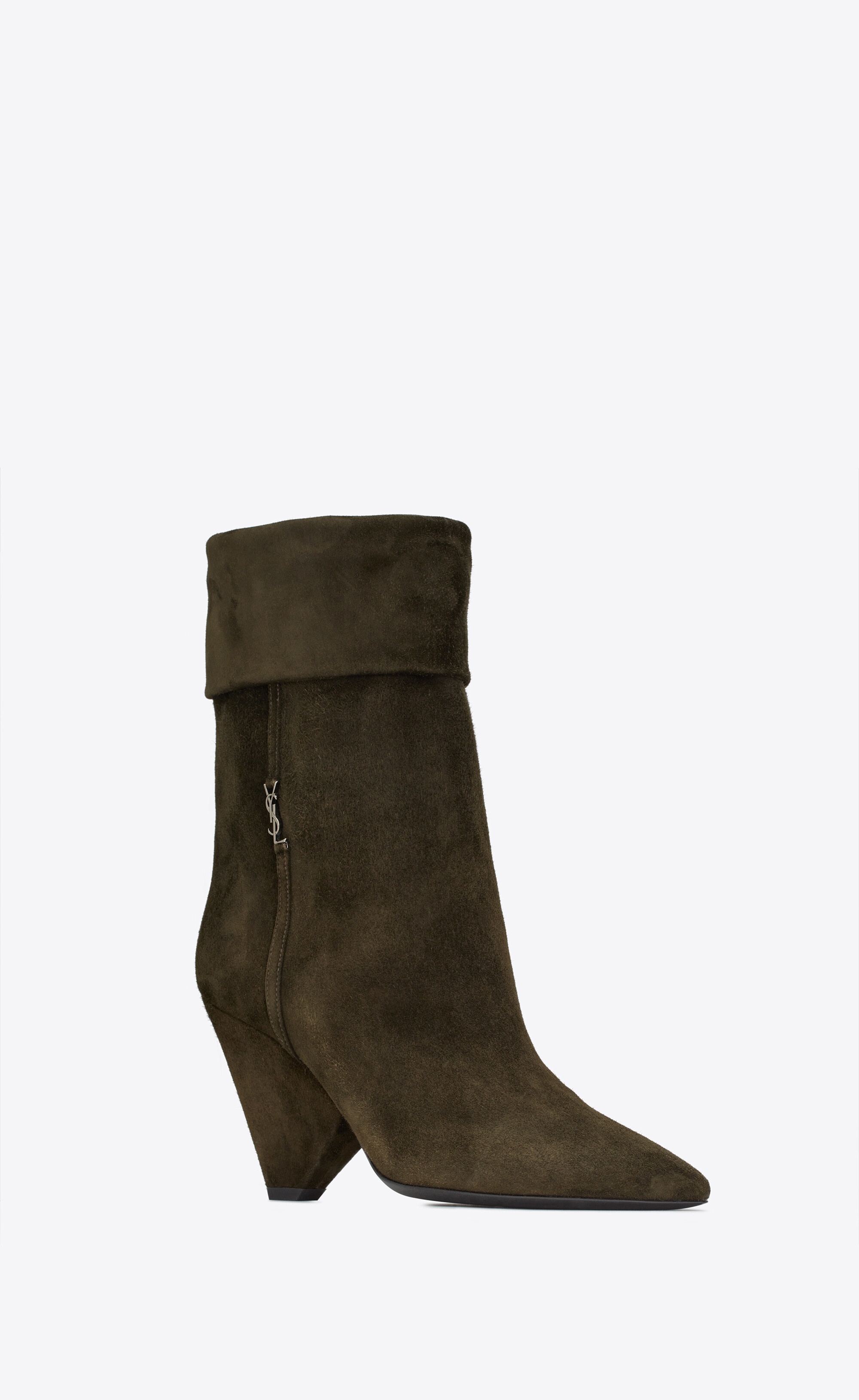 niki booties in suede and silver-tone monogram - 3
