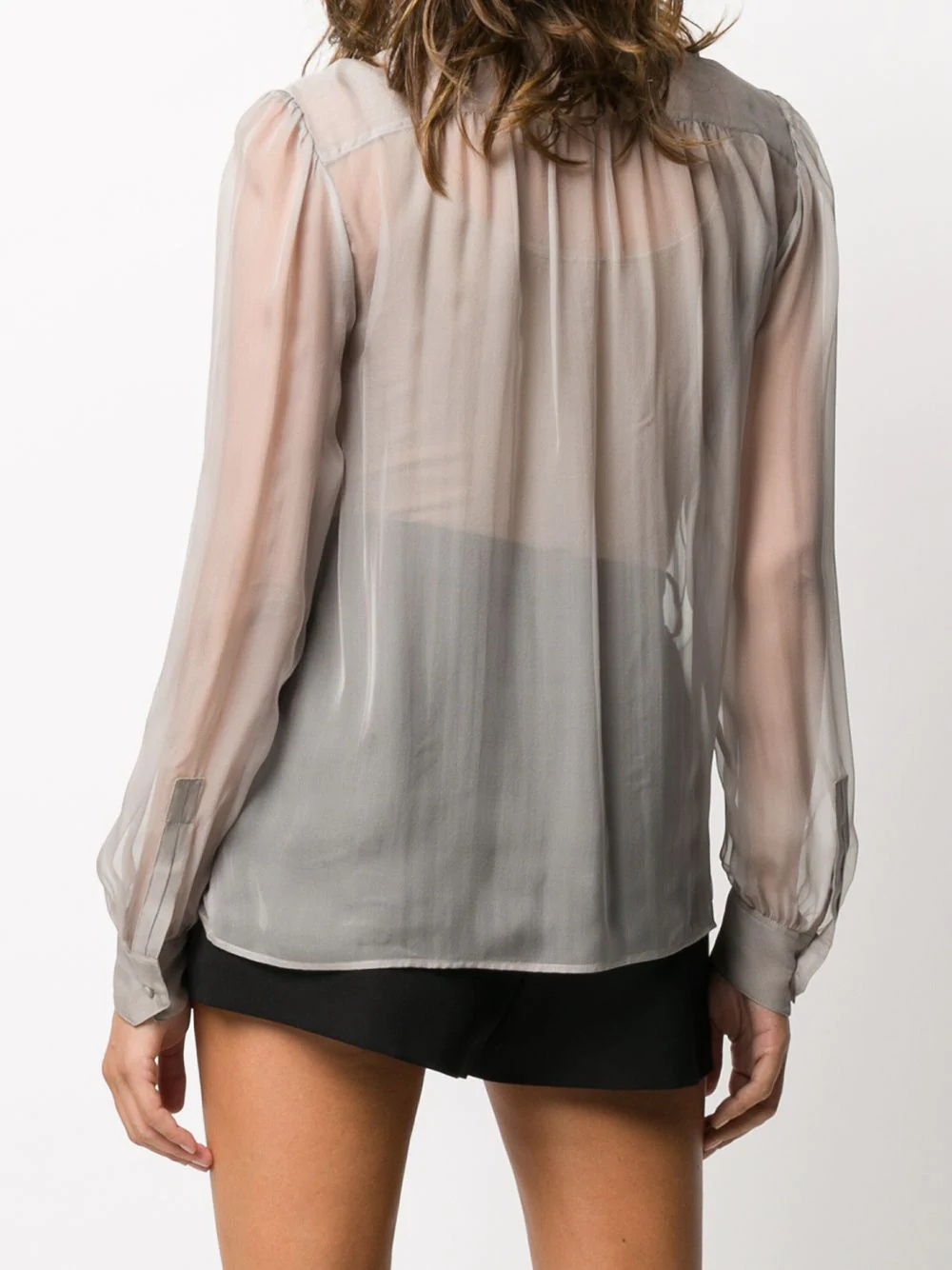 sheer silk bow blouse - 4