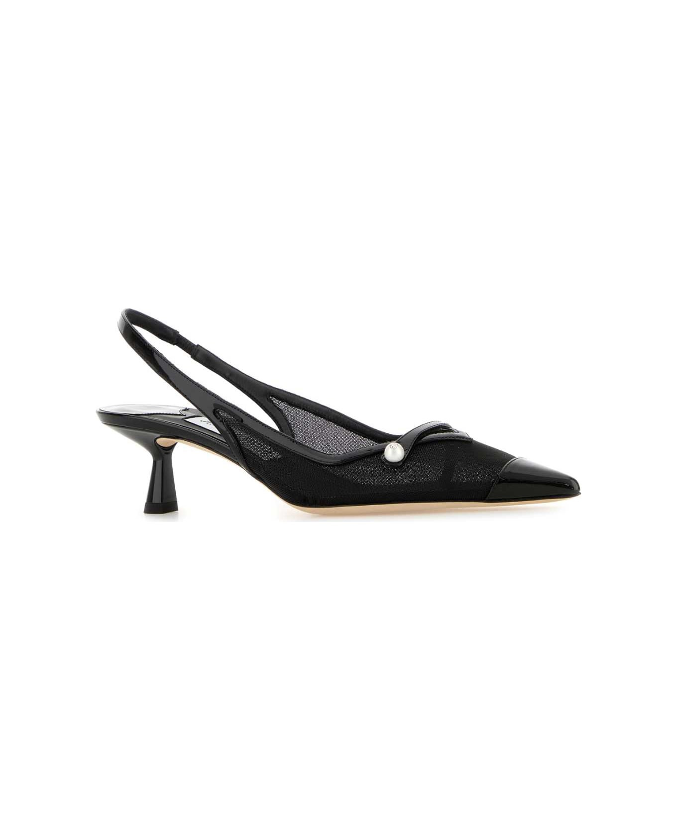 Black Mesh Amita 45 Pumps - 2