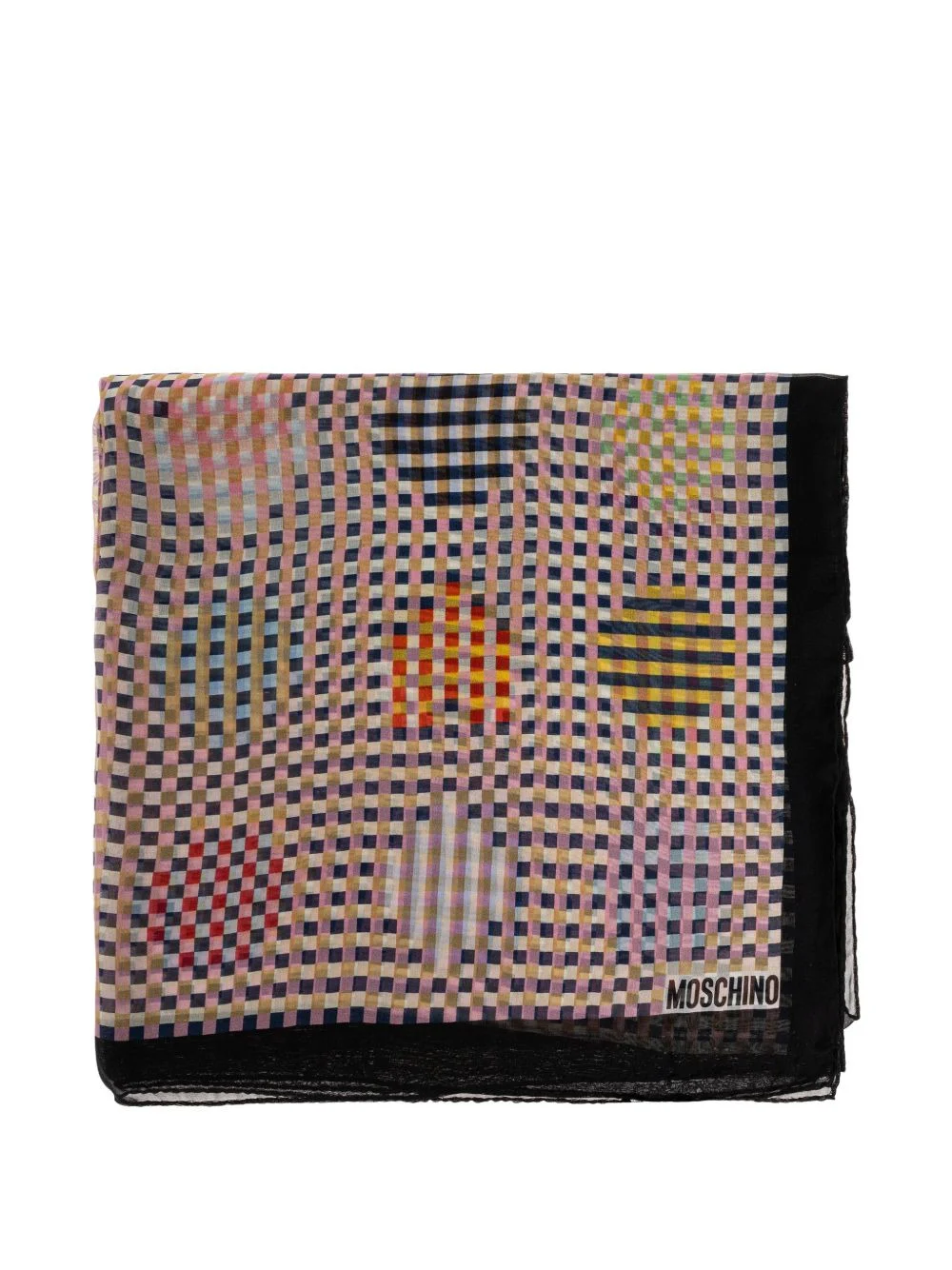 check-print silk scarf - 1