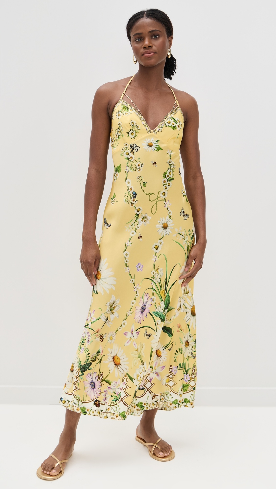 Chain Detail Silk Slip Dress - 6