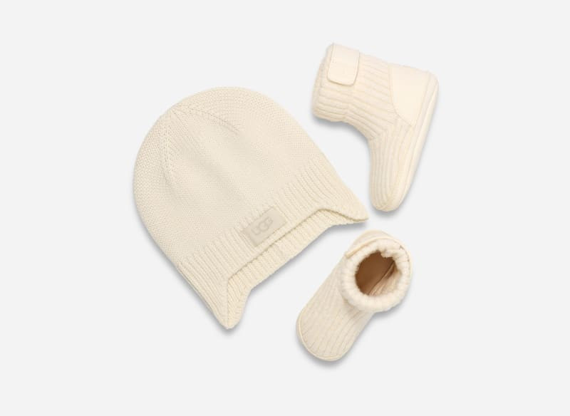 ® Infants' Skylar and ® Beanie Knit/Textile/Recycled Materials Slippers in Cream 1