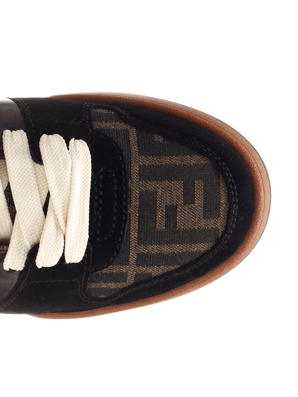 Match Mix Calf Leather + Ff Logo Sneakers Black - 4
