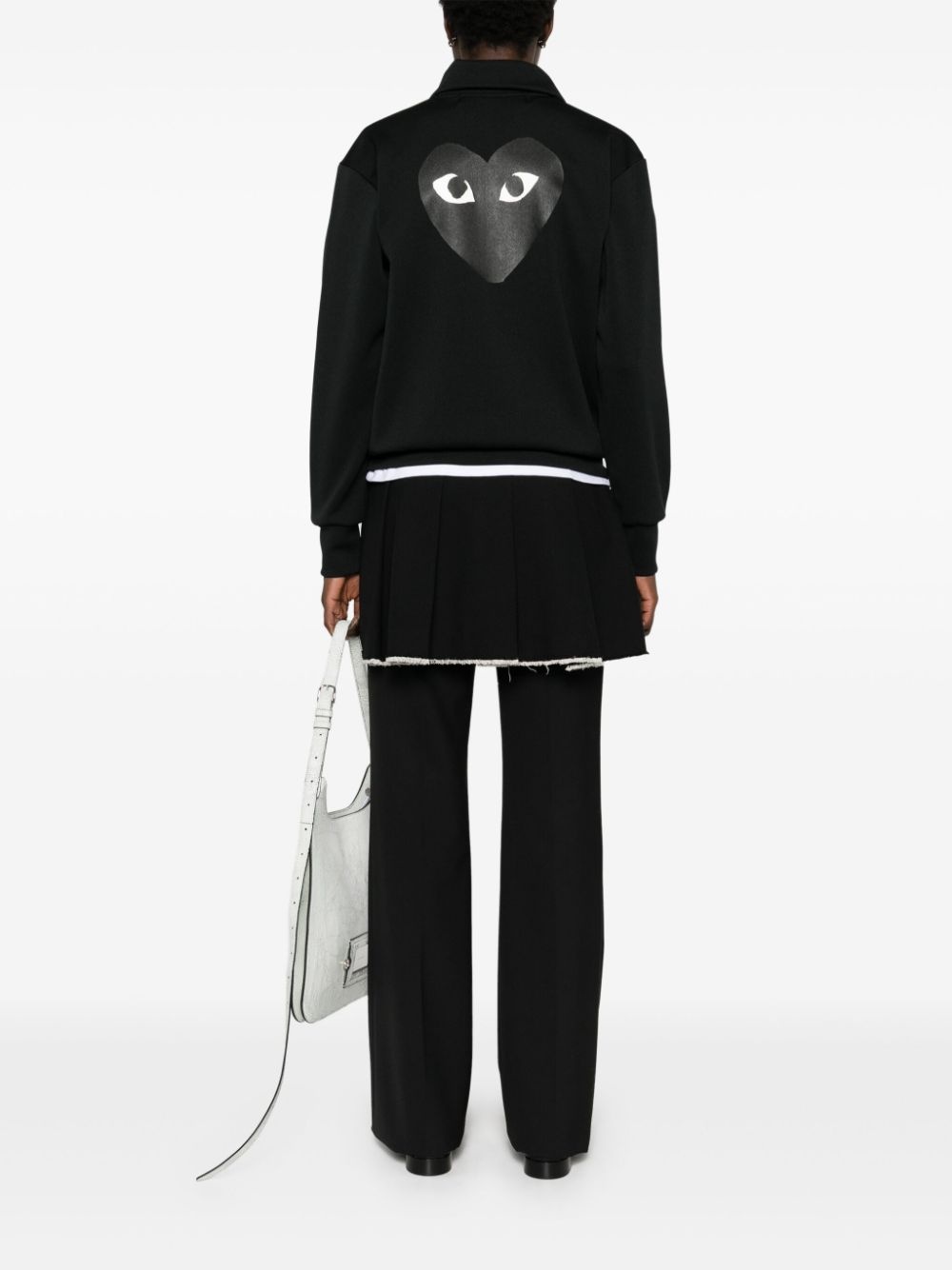 heart-print jersey track jacket - 2