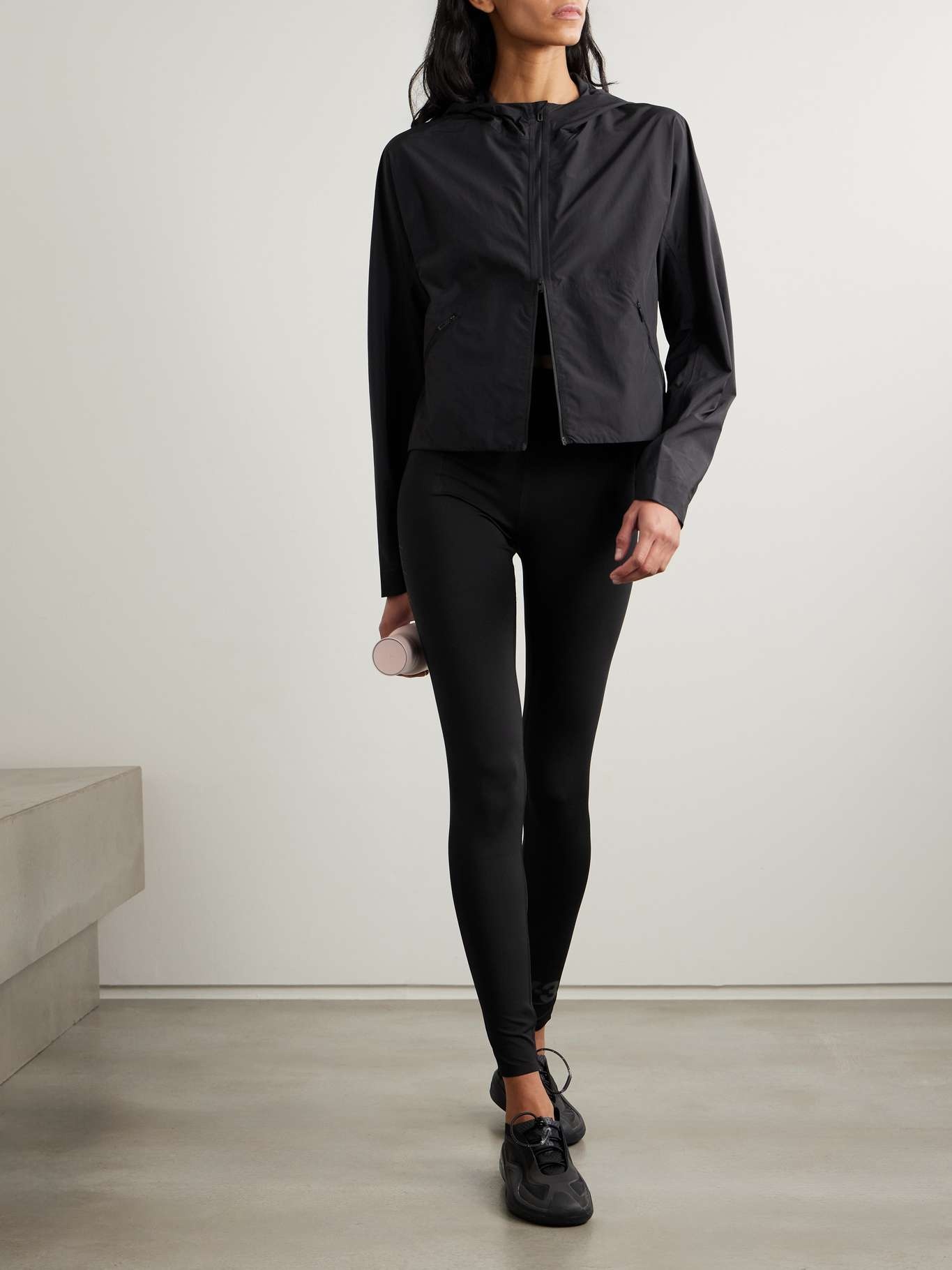 + Y-3 cropped printed shell hooded jacket - 2