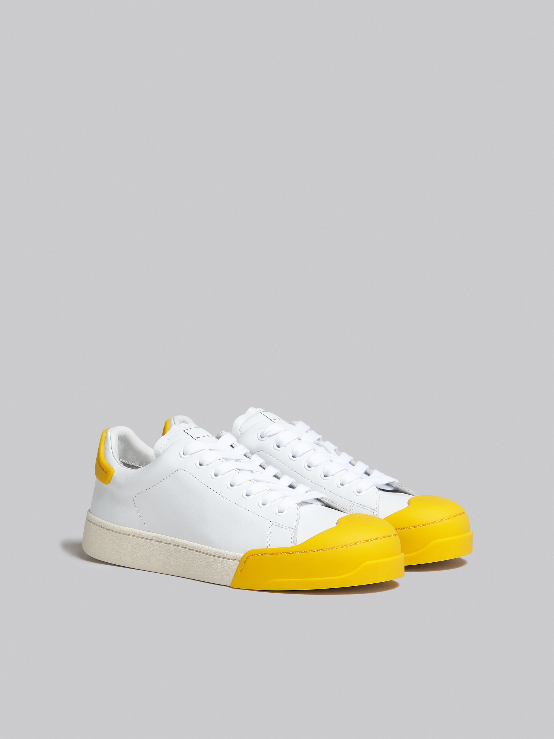 DADA BUMPER SNEAKER IN WHITE AND YELLOW LEATHER - 2