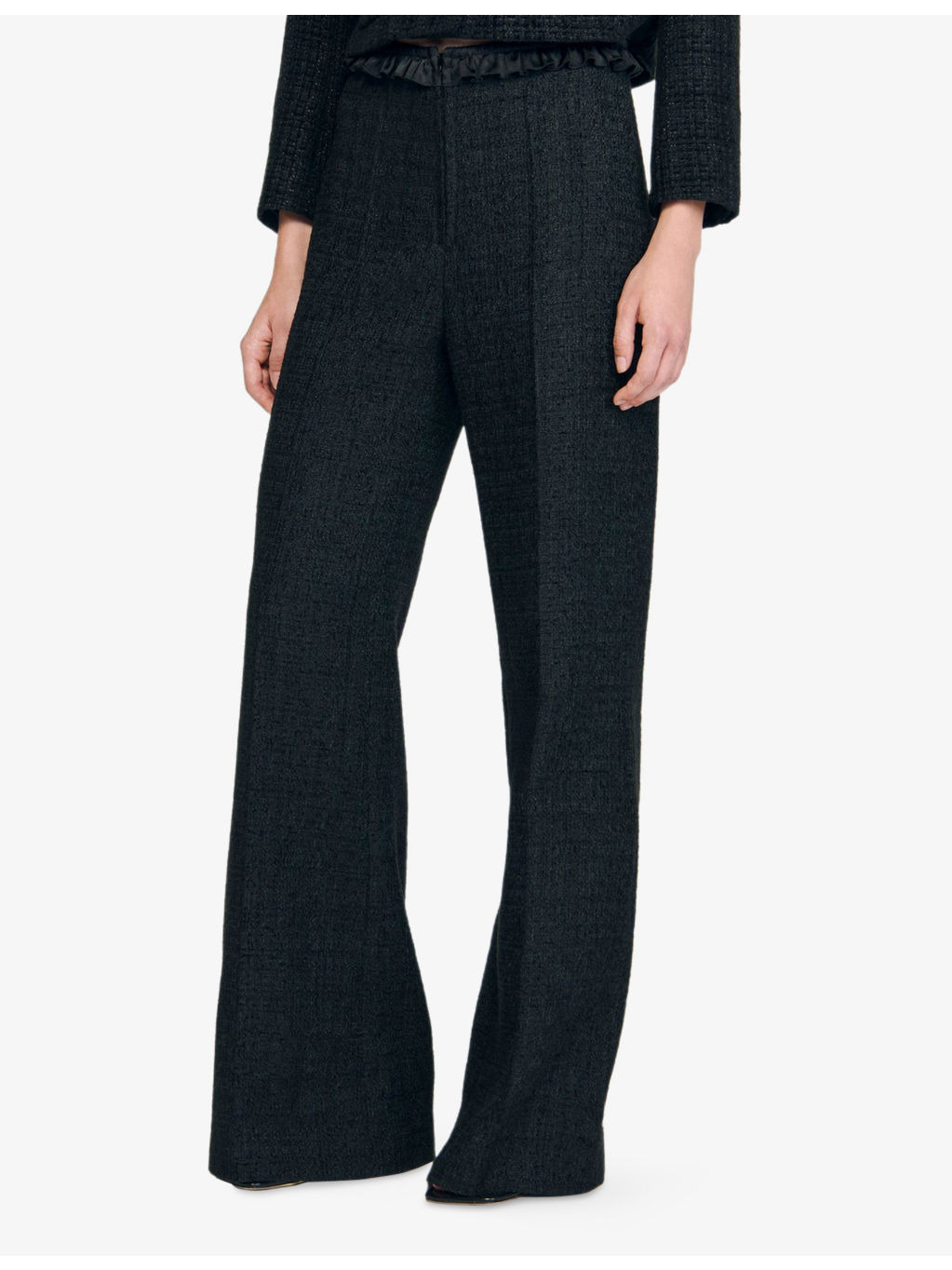 Wide-Leg High-Rise Tweed Trousers - 2