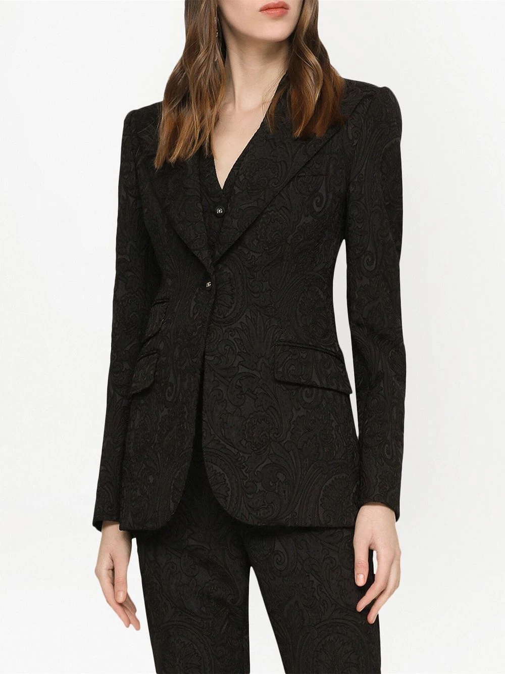 brocade-pattern single-breasted blazer - 3