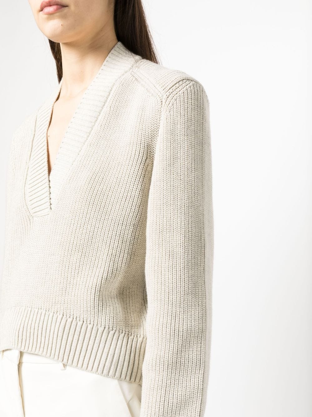 V-neck cotton jumper - 5