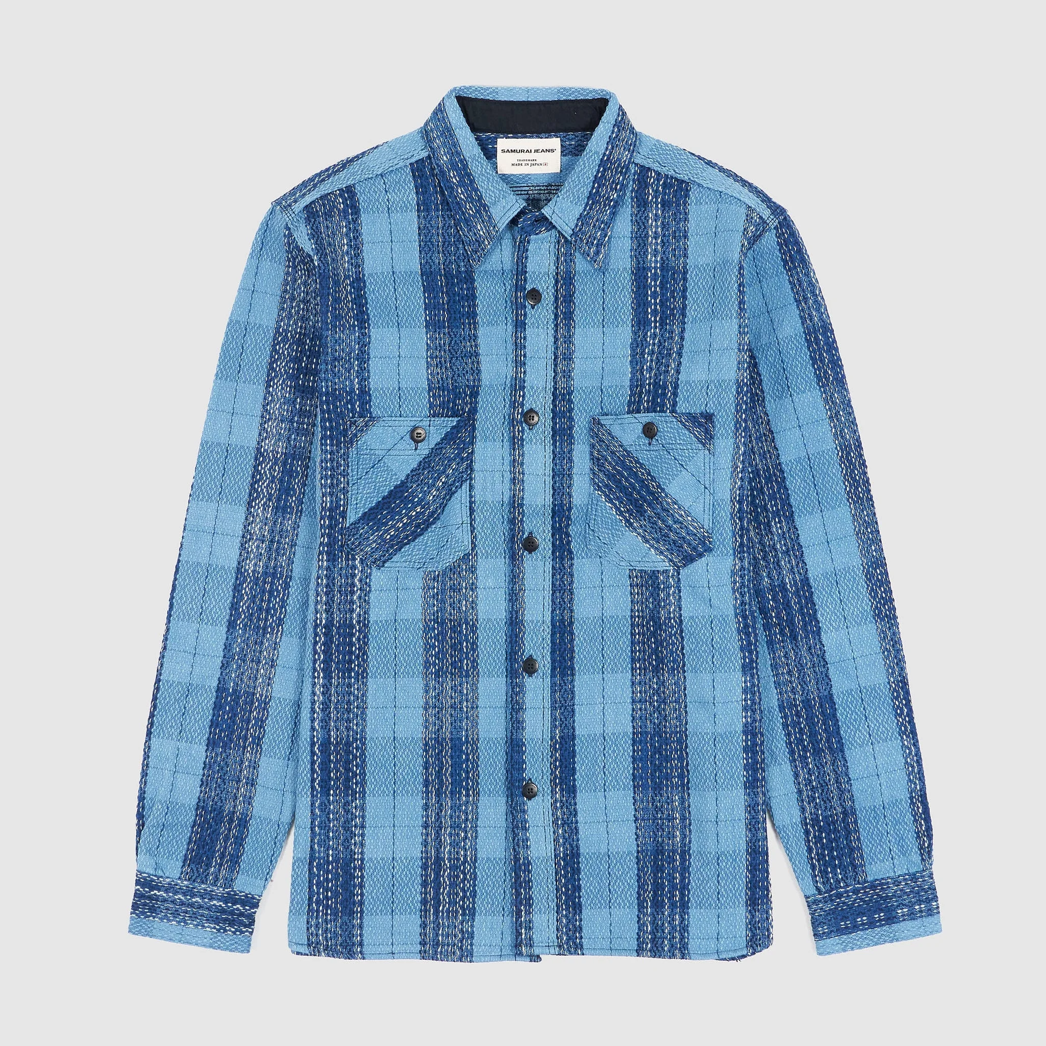 Samurai Shashiko Striped Long Sleeve Shirt - 1