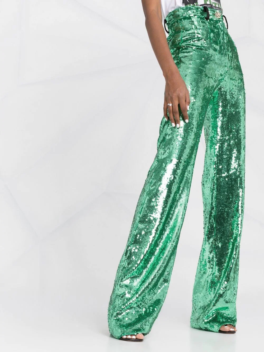 sequin-embellished wide-leg trousers - 5
