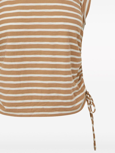VERONICA BEARD Vinci ruched stripe-print Pima cotton top outlook