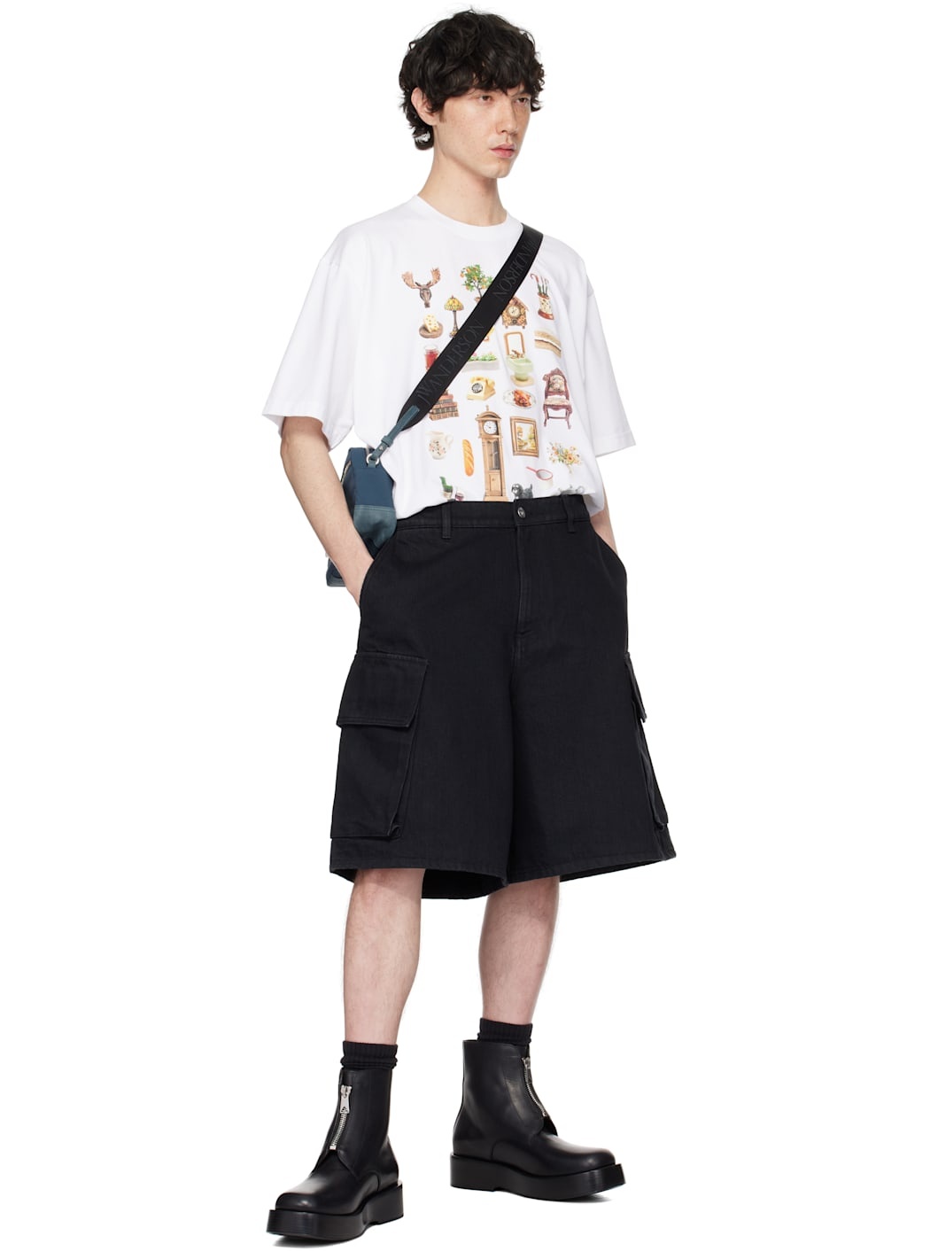 Black Cargo Denim Shorts - 4