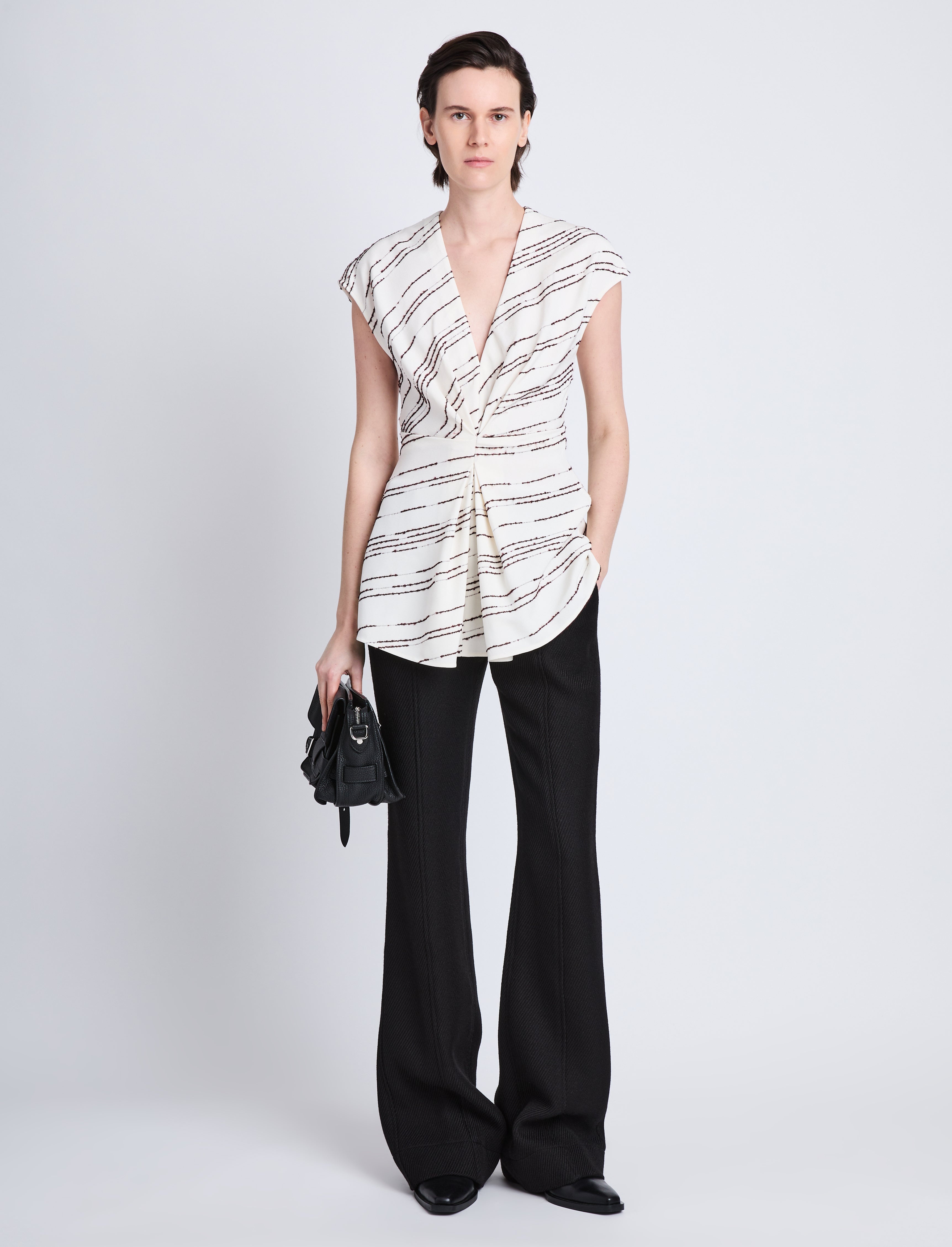 Stella Top in Textured Stripe Flou - 3