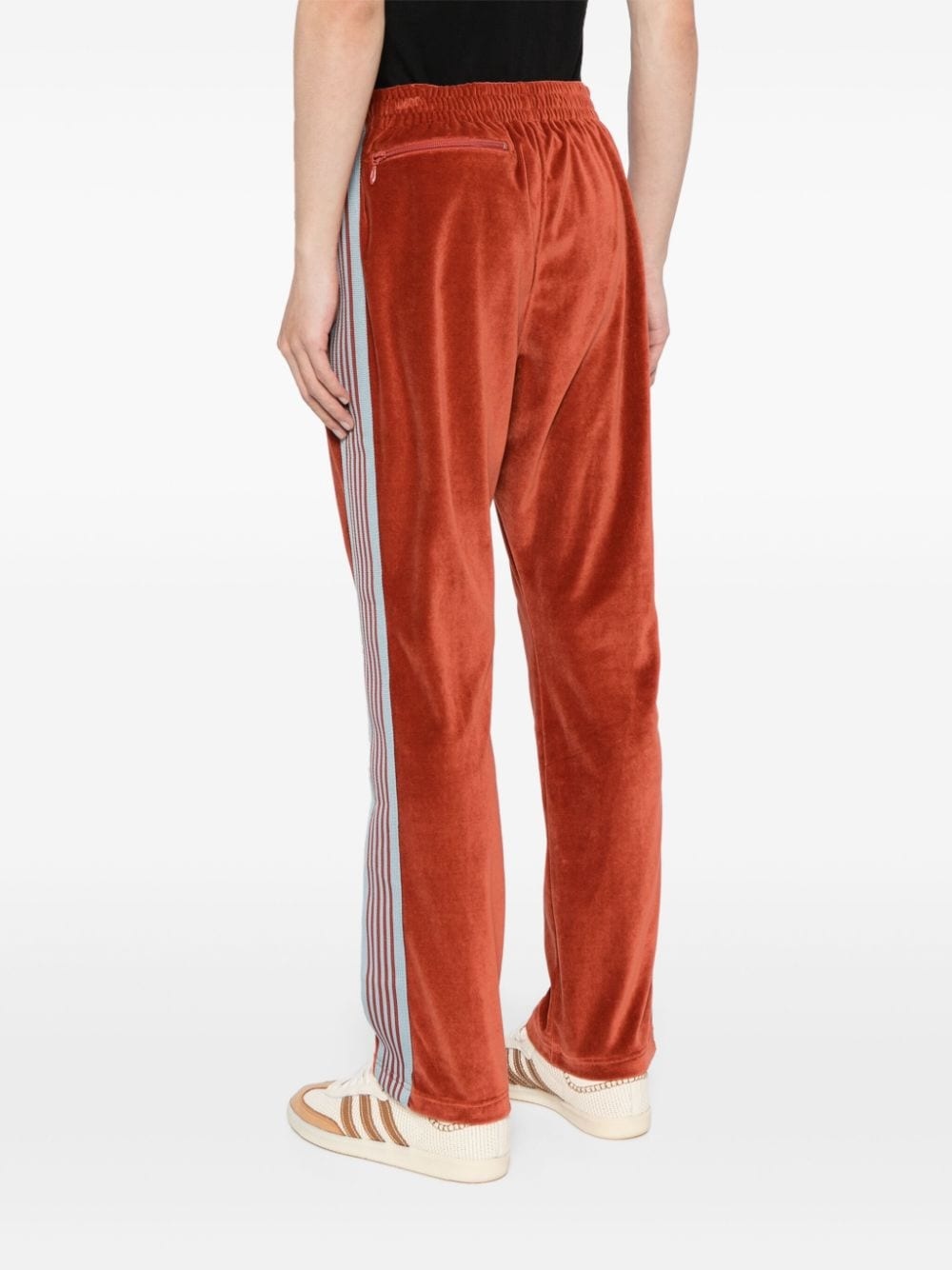 logo-embroidered velour track pants - 4