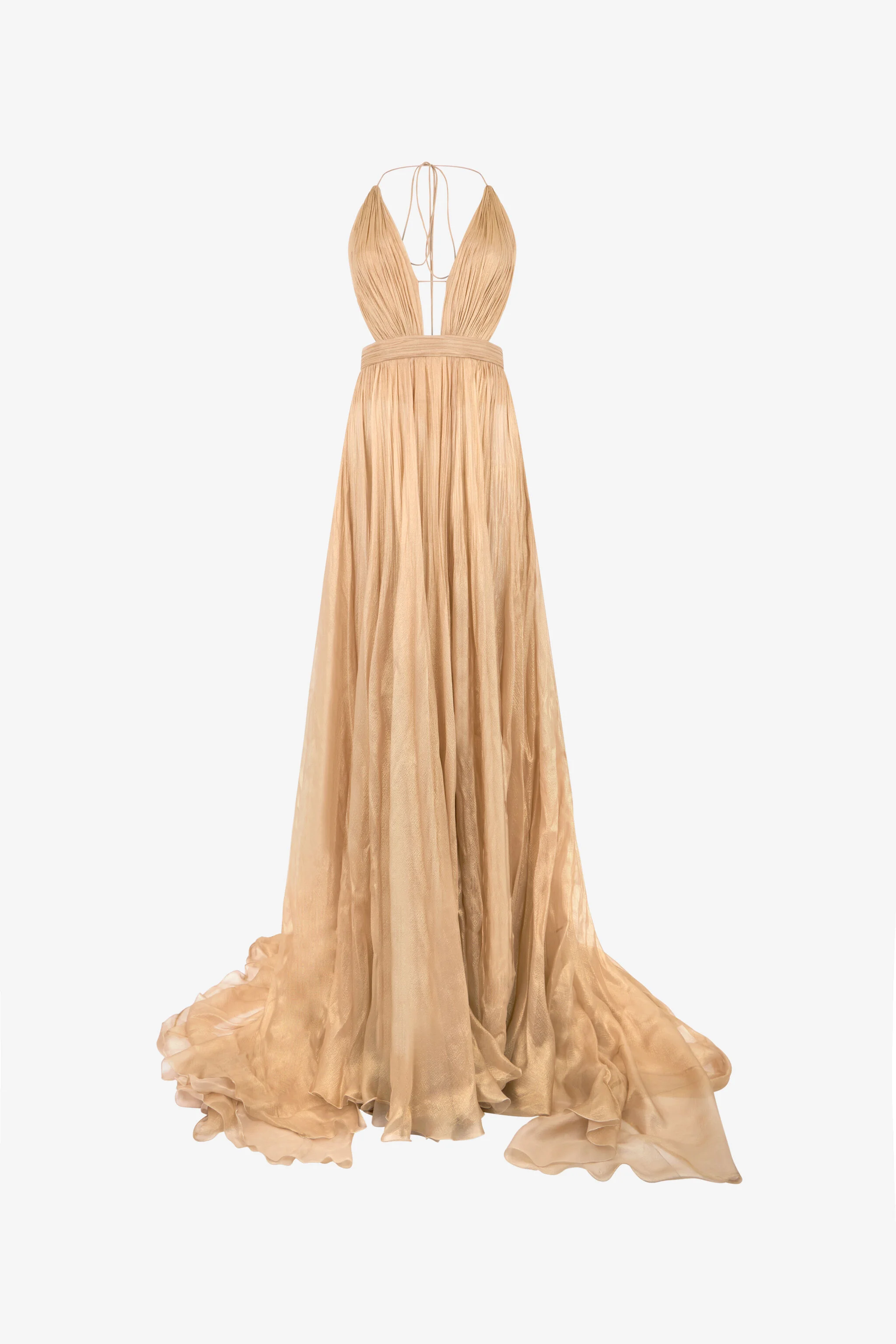 Gold Silk Maxi Dress - 1