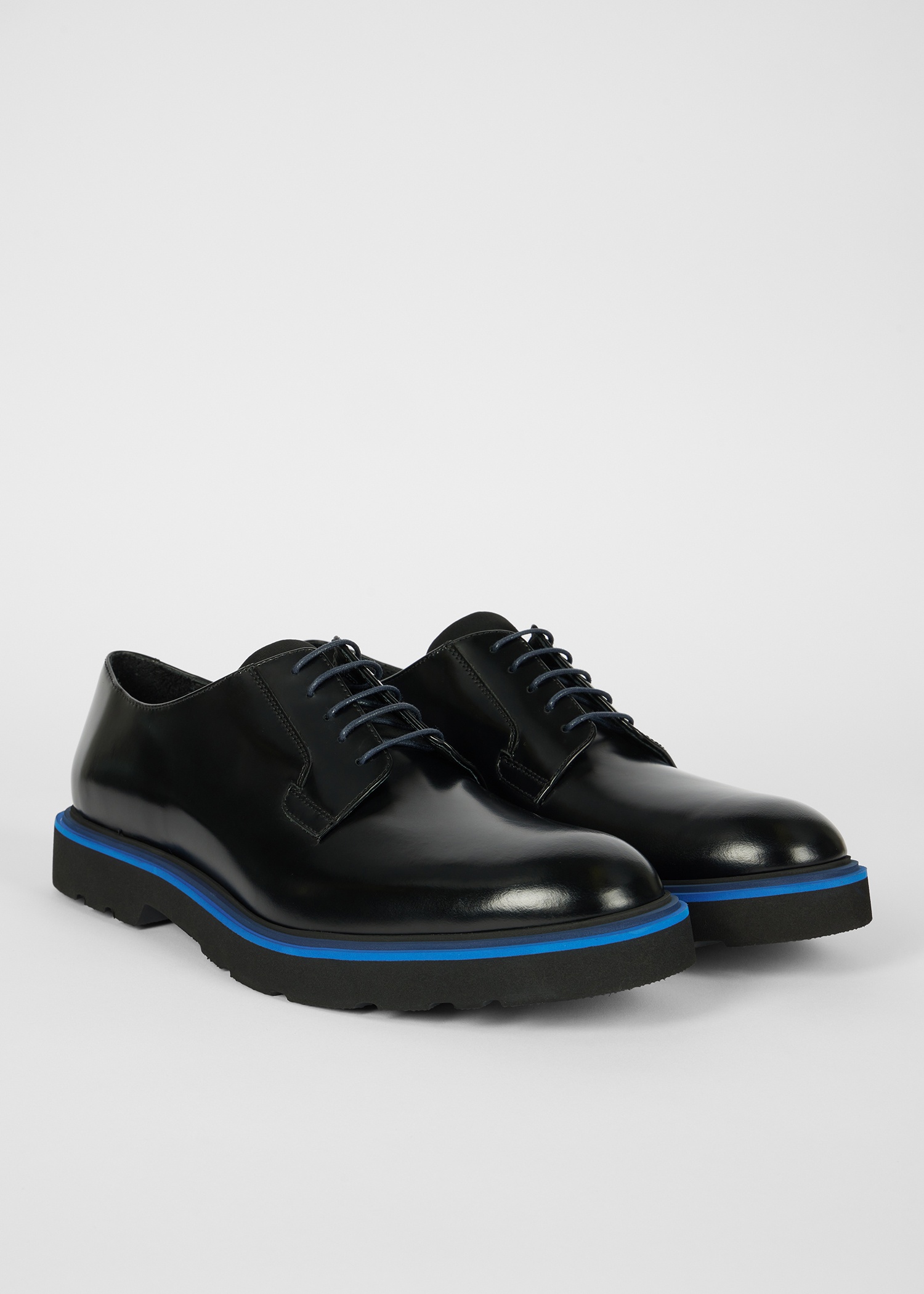 Black High-Shine Leather 'Ras' Derby Shoes - 2