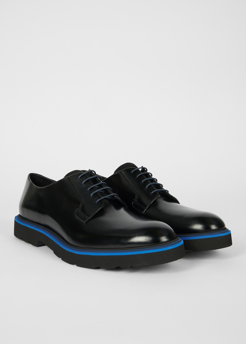 Paul Smith Black High-Shine Leather 'Ras' Derby Shoes outlook