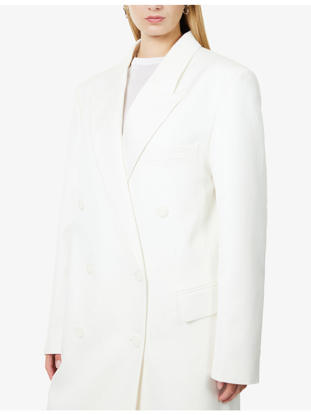 Jane Long Double-Breasted Woven Coat - 5