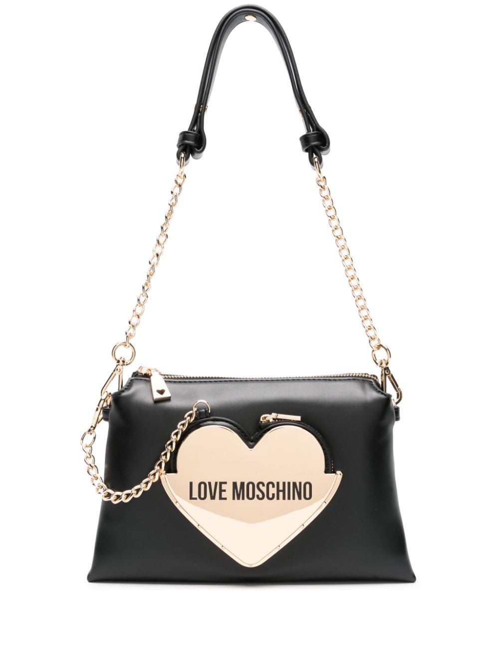 heart-plaque faux-leather shoulder bag - 1