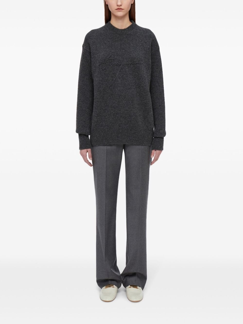 virgin wool crew neck sweater - 2
