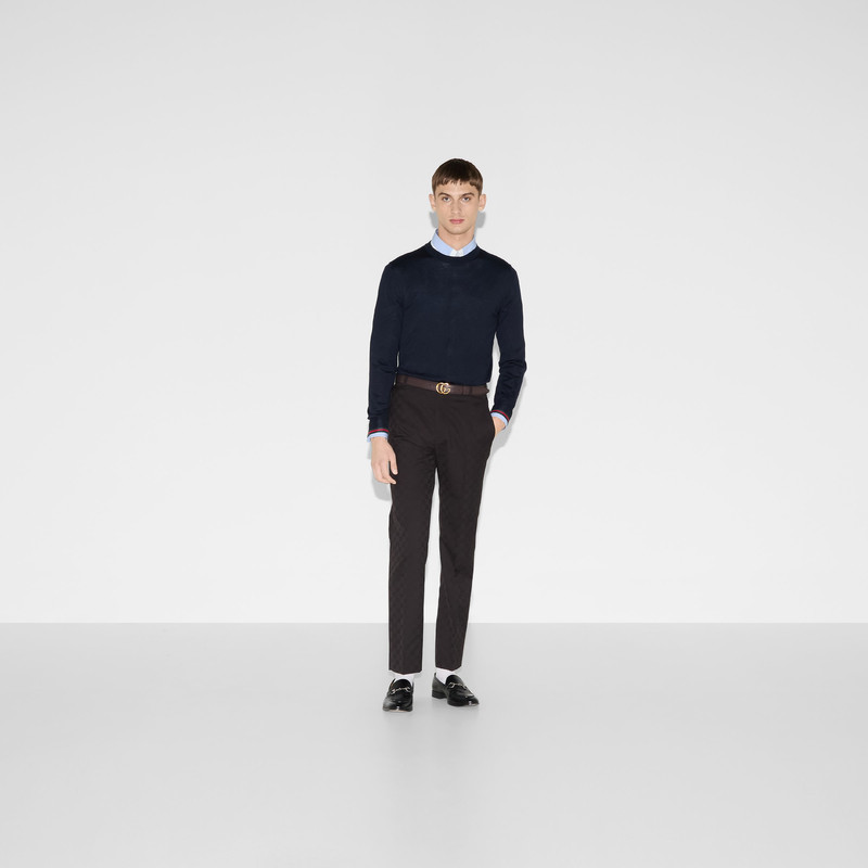 GUCCI Wool knit sweater with Web outlook