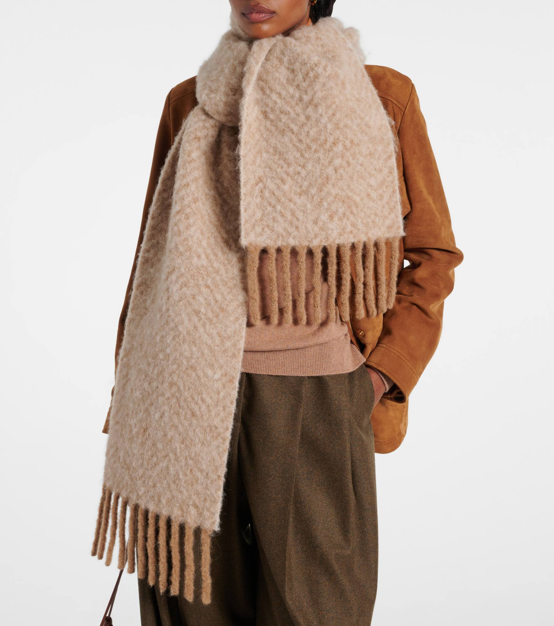 Chevron alpaca-blend scarf - 3