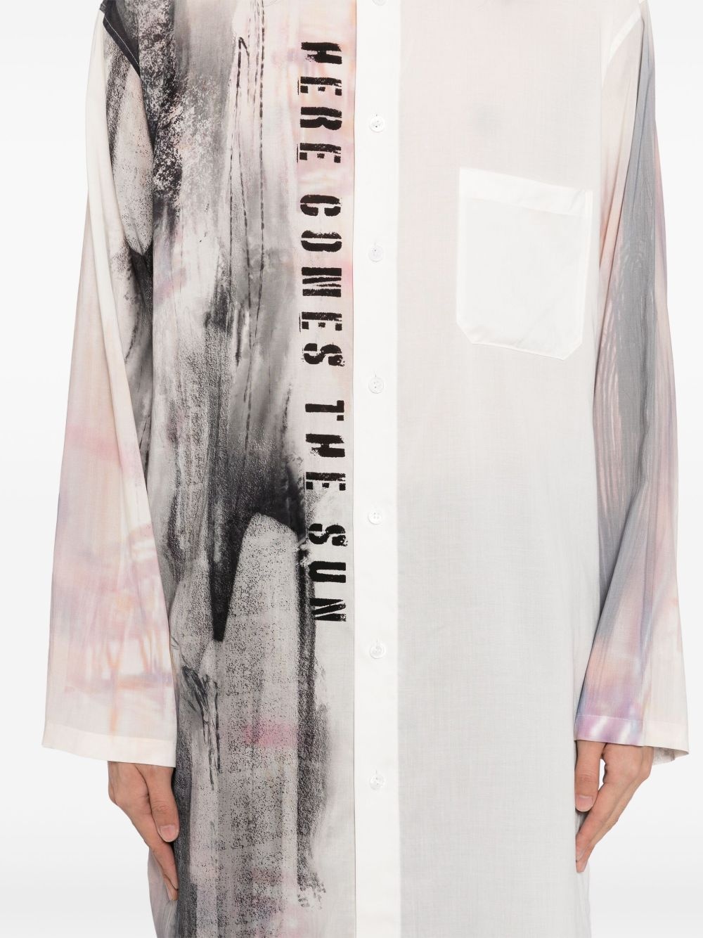 abstract print oversized shirt - 5