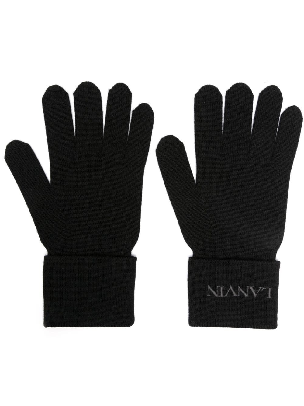 logo-embroidered ribbed-knit gloves - 1
