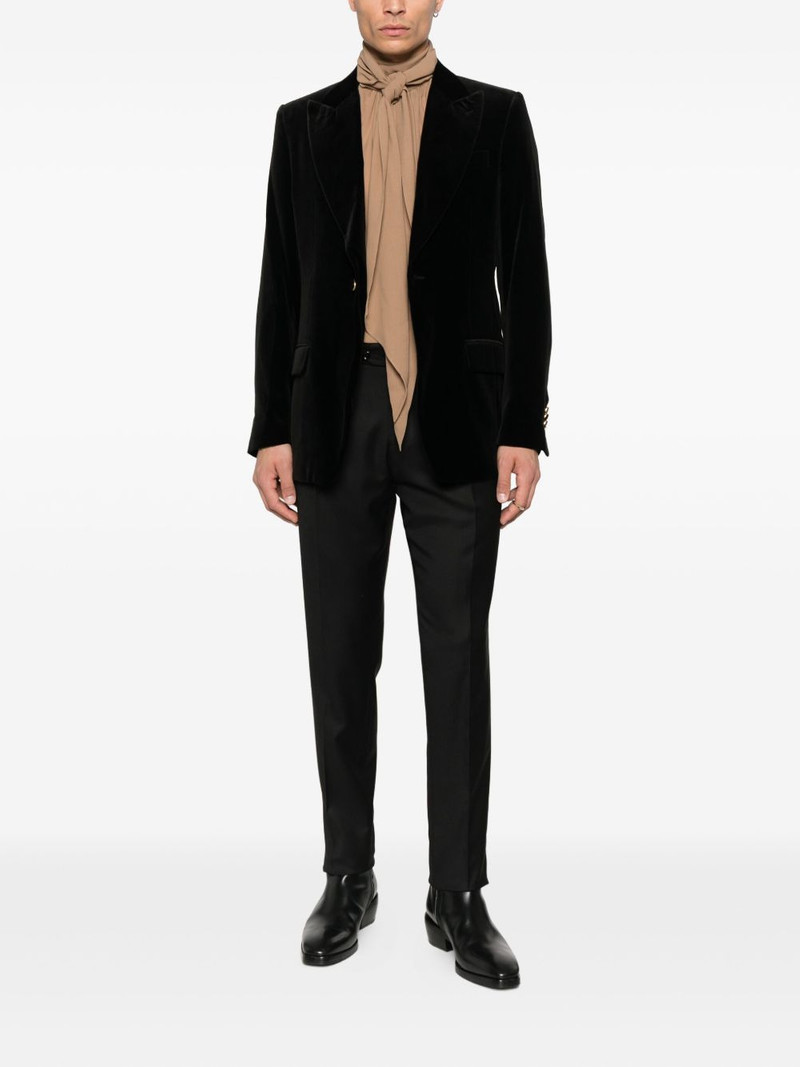 LARDINI velvet single-breasted blazer outlook