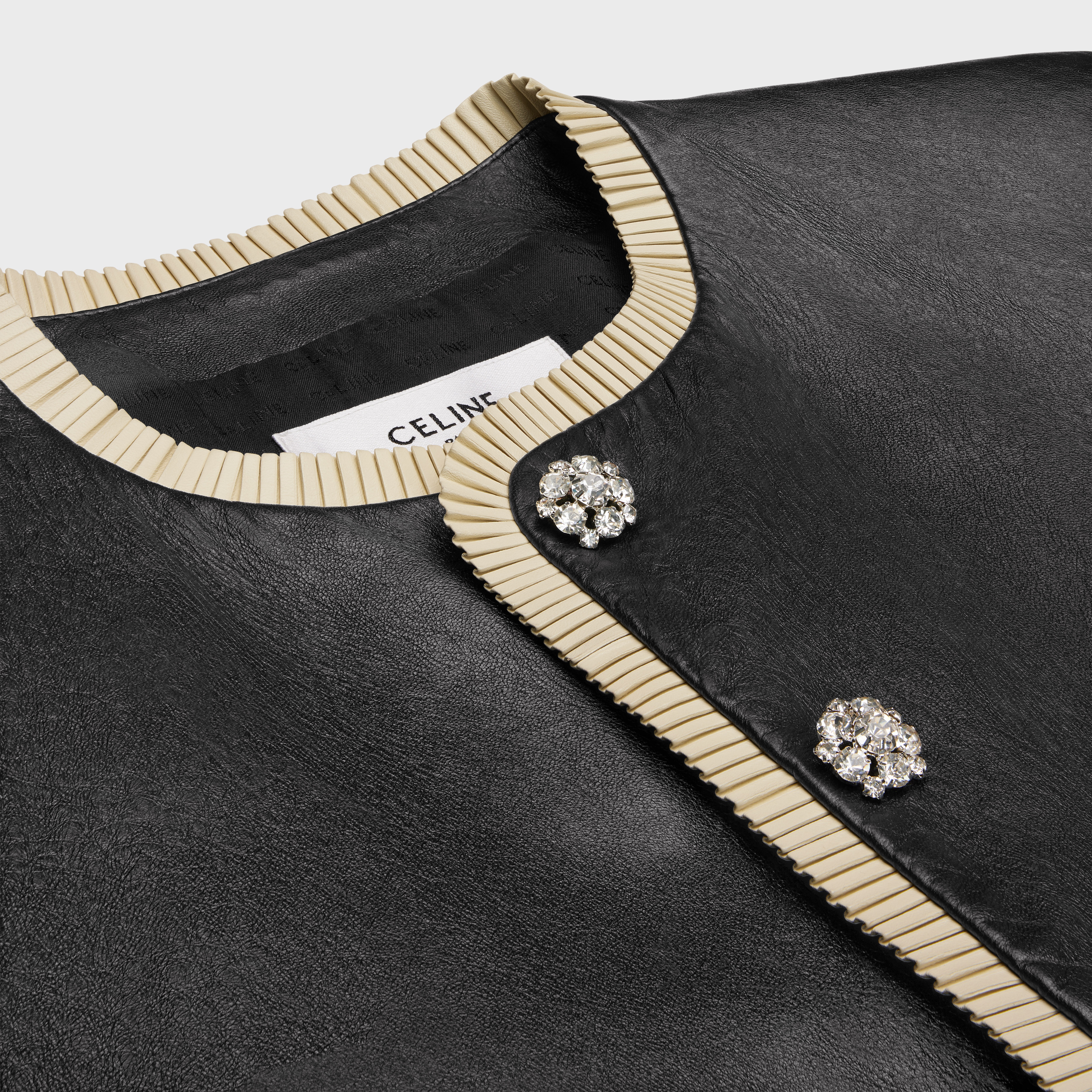 jacket with pure collar in soft lambskin - 3