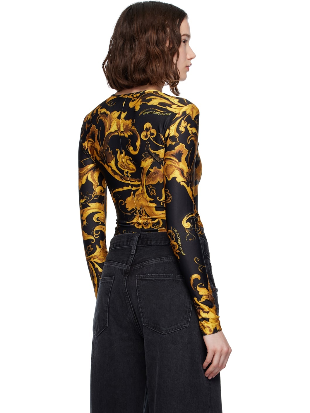 Black & Gold Lycra Bodysuit - 3
