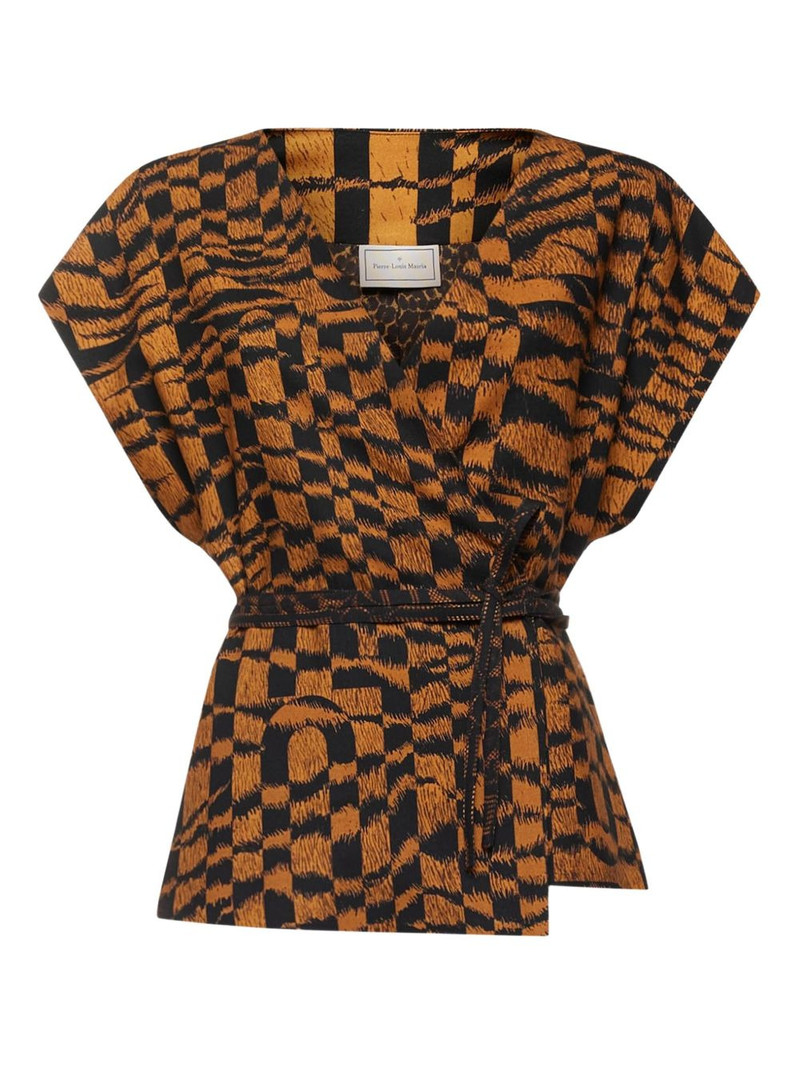 geometric-print wrap top 1