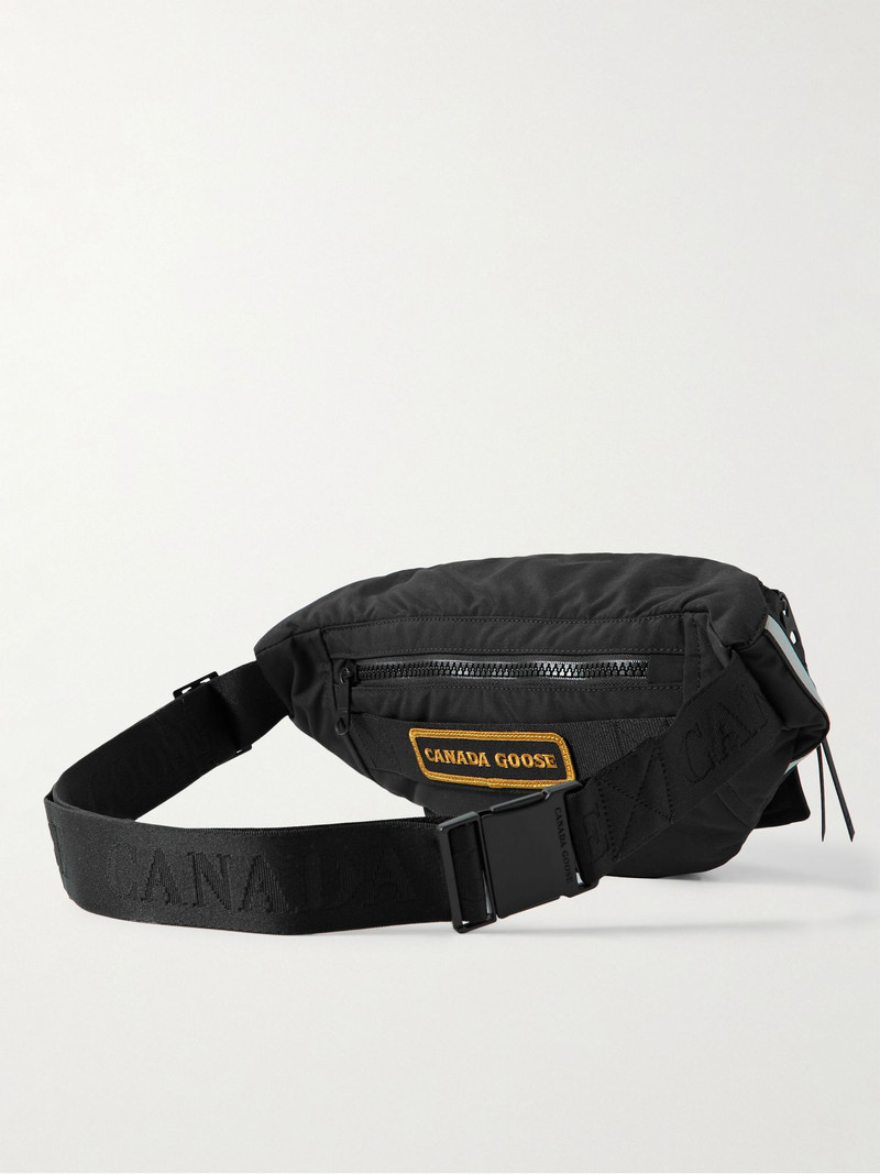 Logo-Appliquéd Webbing-Trimmed Shell Belt Bag Black 3