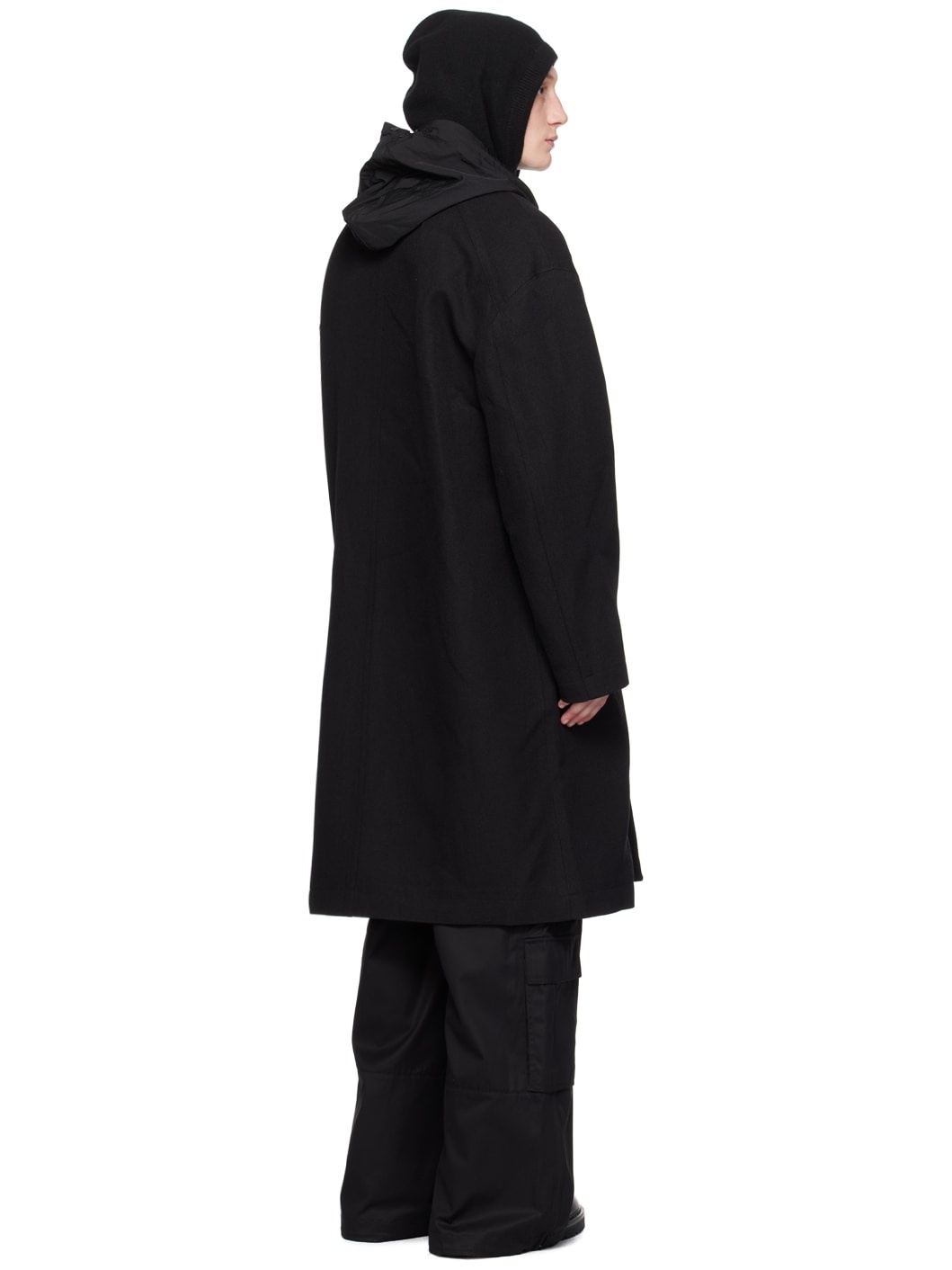 Black Detachable Hood Coat - 3