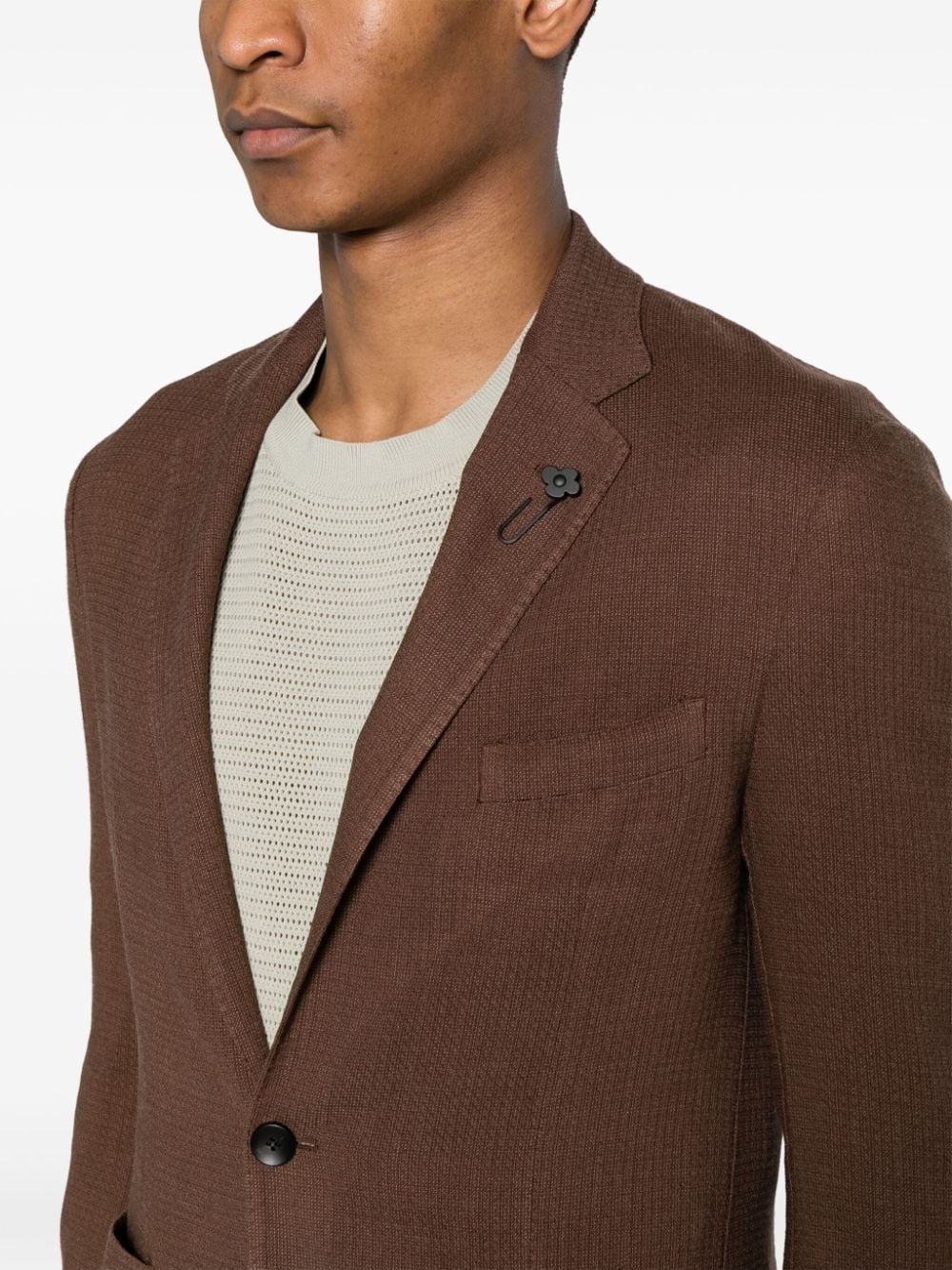 brooch-detail single-breasted blazer - 5