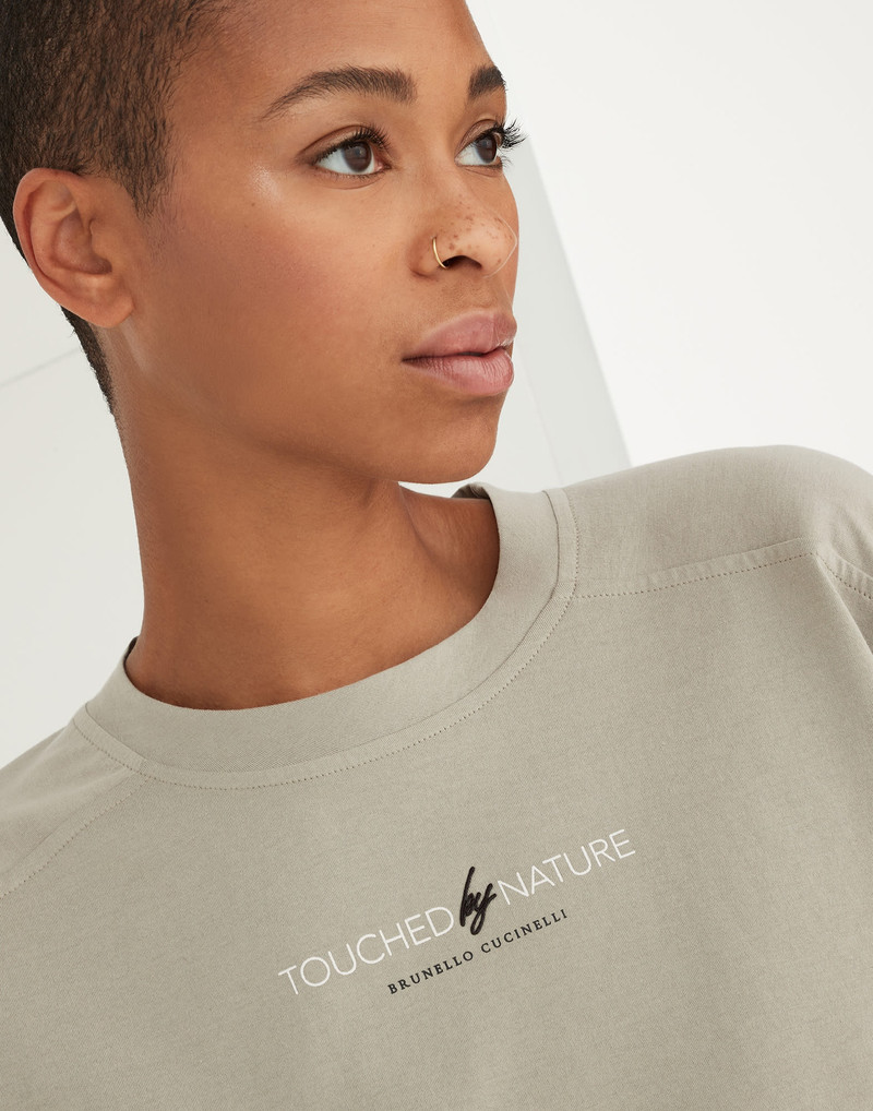 Cropped Nature T-shirt의 코튼 경량 저지와 monili 3
